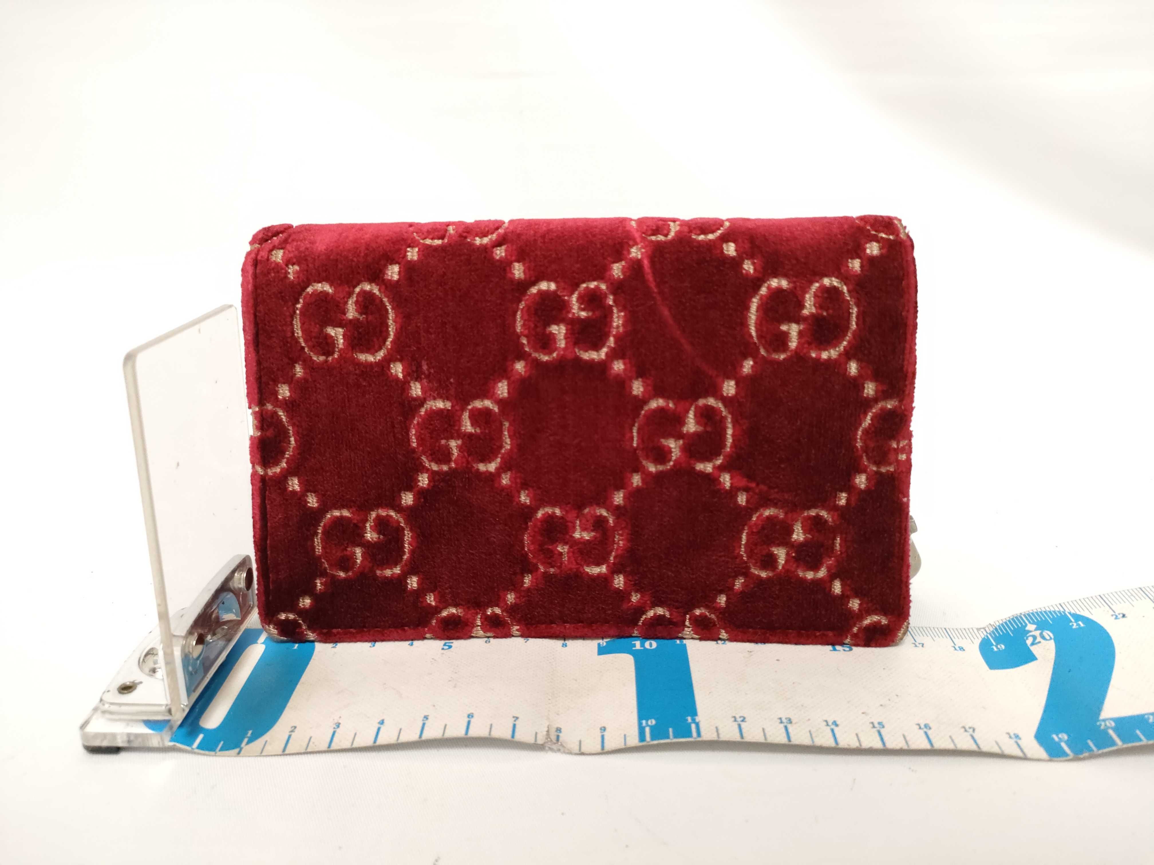 GG Velvet Dionysus Velvet x Leather Chain Shoulder Bag Red x Black 476432 (Parts missing) — view 2