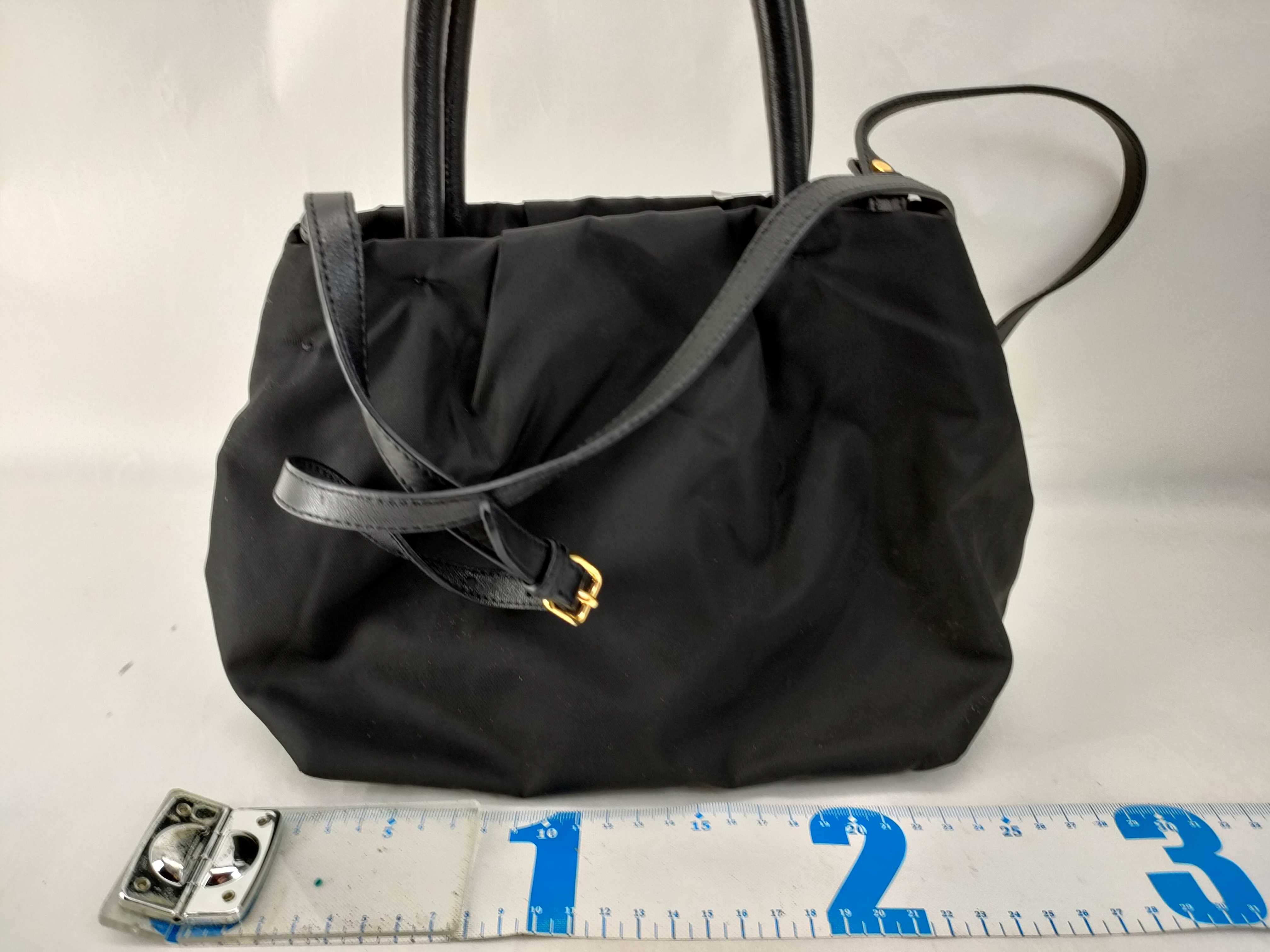 Nylon Handbag with Ribbon, Nylon x Leather Handbag — view 2