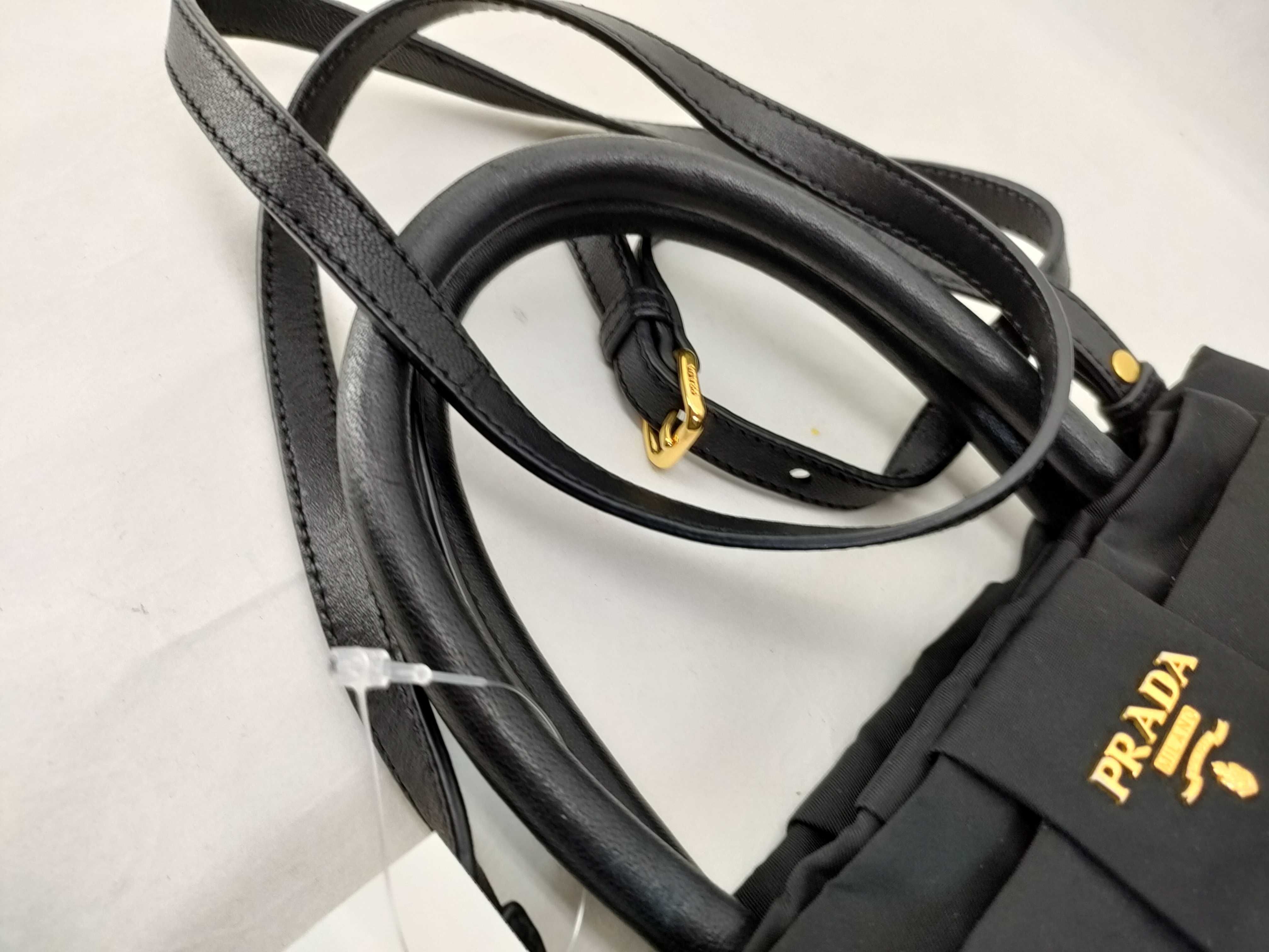 Nylon Handbag with Ribbon, Nylon x Leather Handbag — view 3