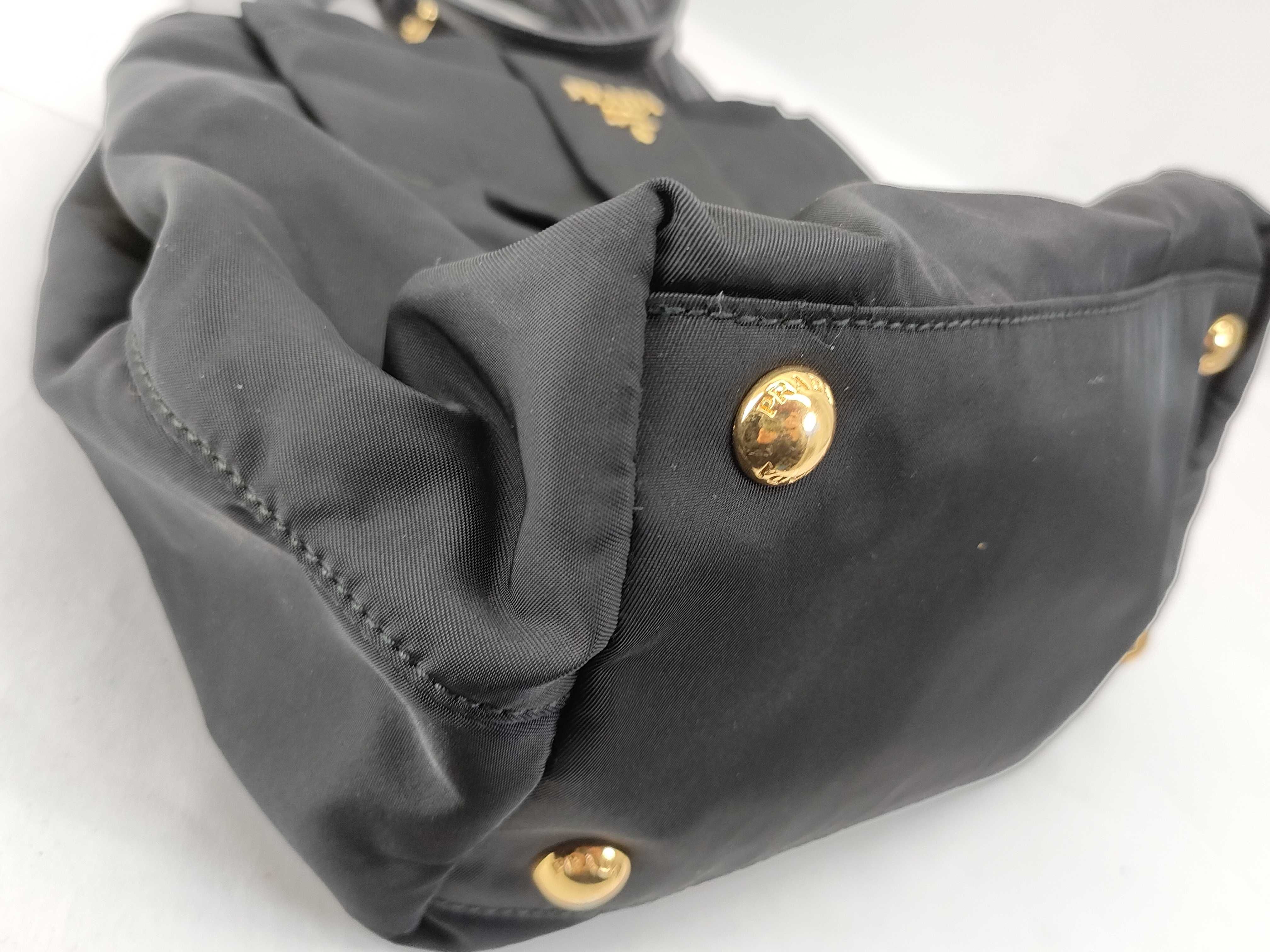 Nylon Handbag with Ribbon, Nylon x Leather Handbag — view 5