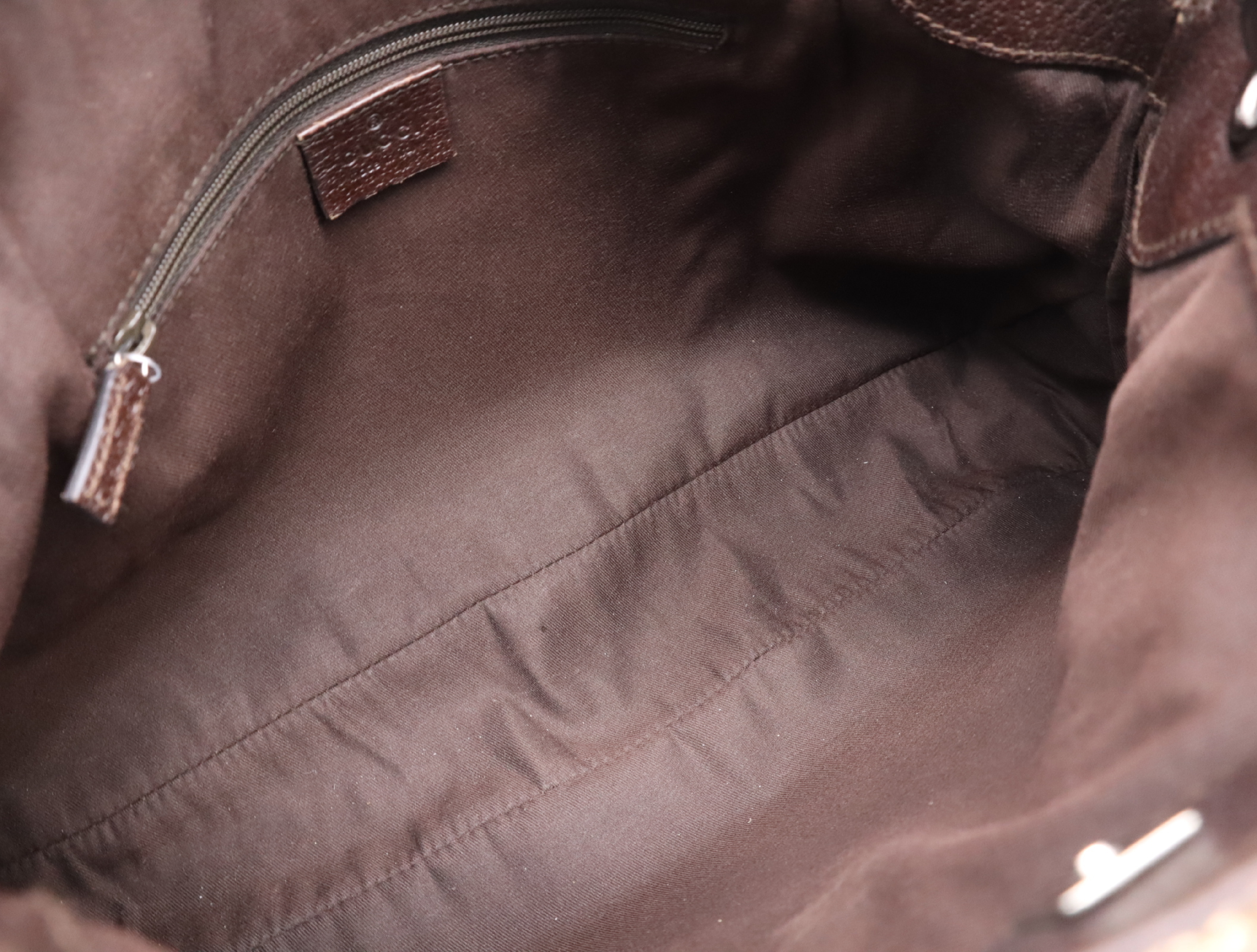 121023 Canvas x Leather GG Canvas Brown Silver Hardware Handbag — view 12