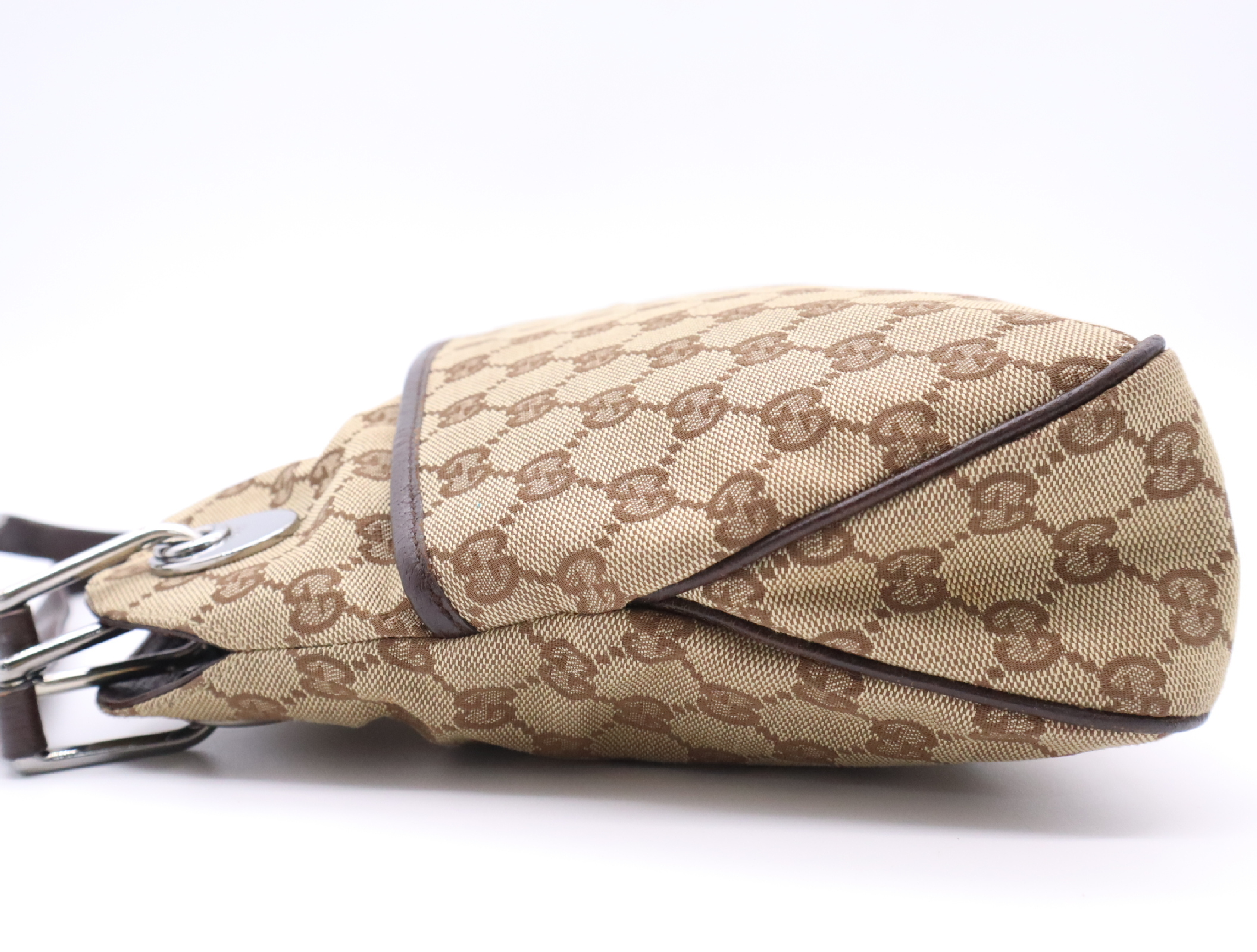 121023 Canvas x Leather GG Canvas Brown Silver Hardware Handbag — view 3