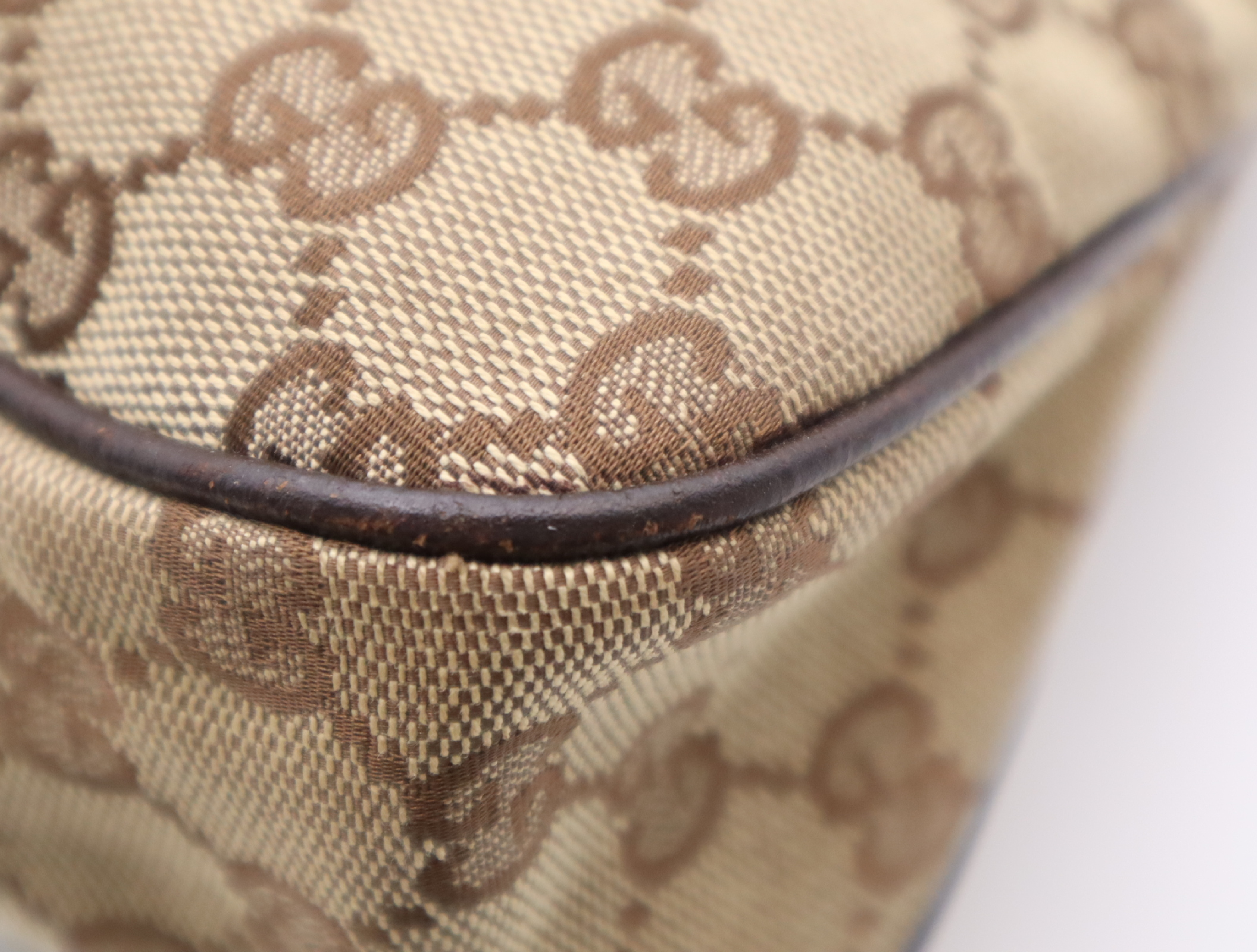 121023 Canvas x Leather GG Canvas Brown Silver Hardware Handbag — view 7