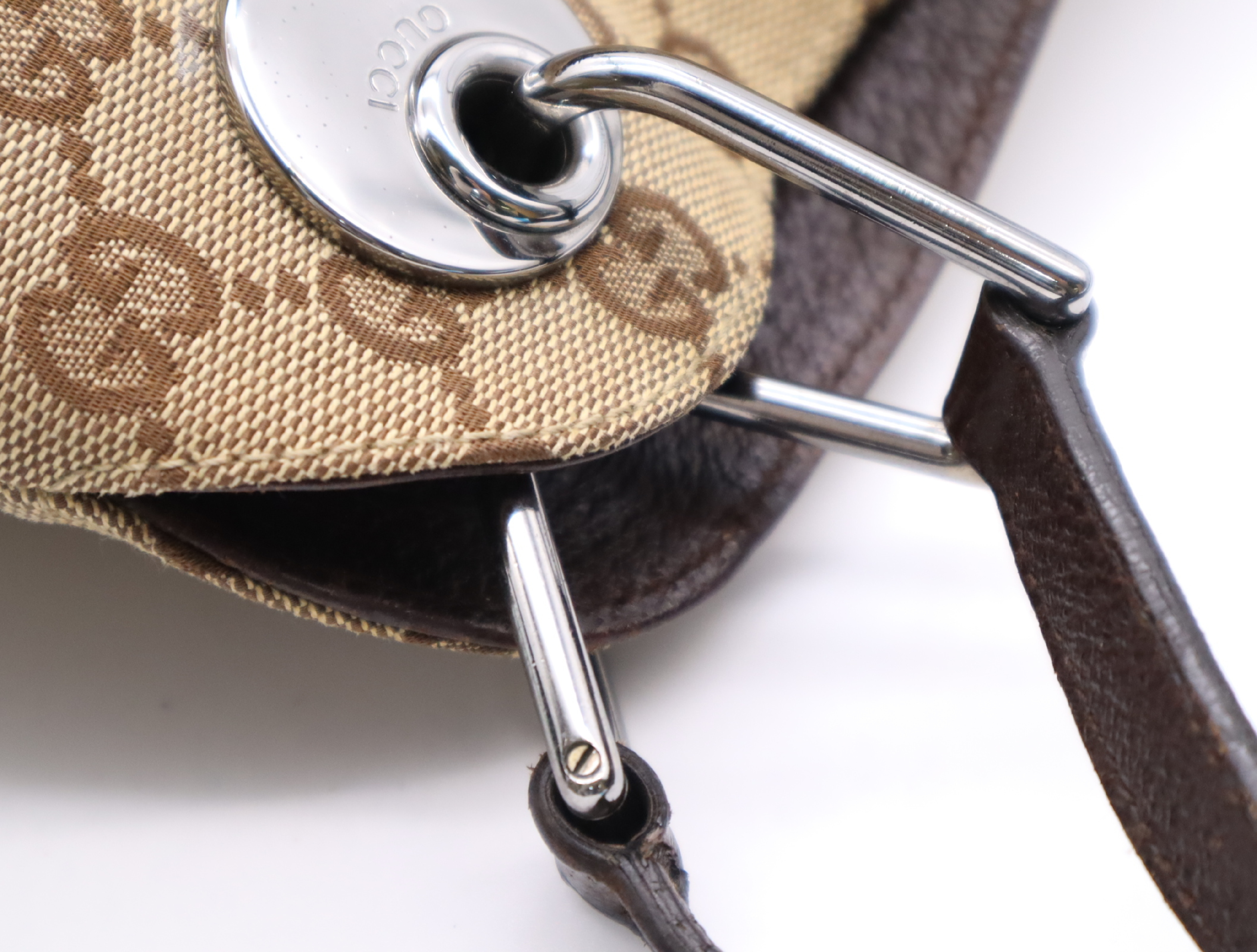 121023 Canvas x Leather GG Canvas Brown Silver Hardware Handbag — view 8