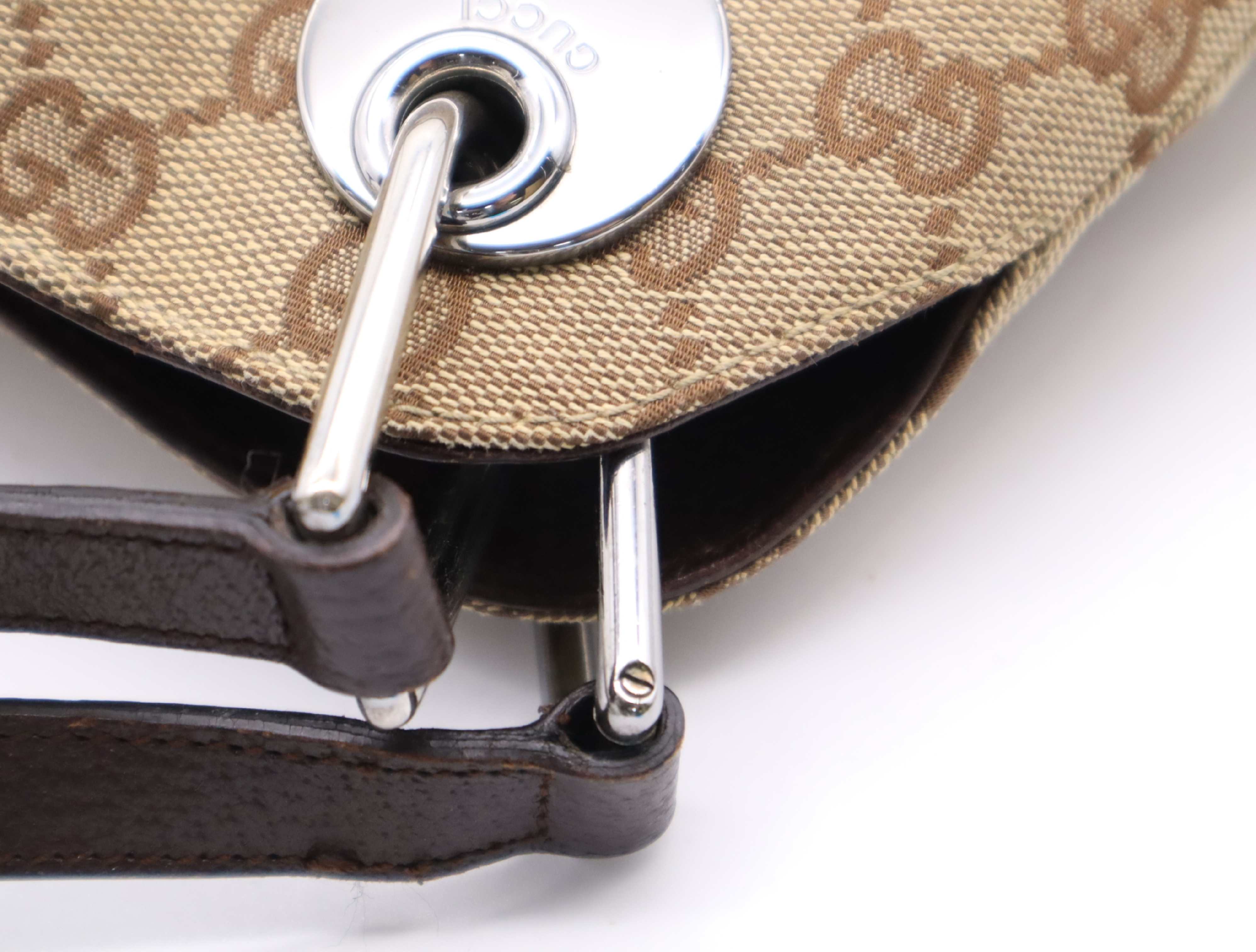 121023 Canvas x Leather GG Canvas Brown Silver Hardware Handbag — view 9