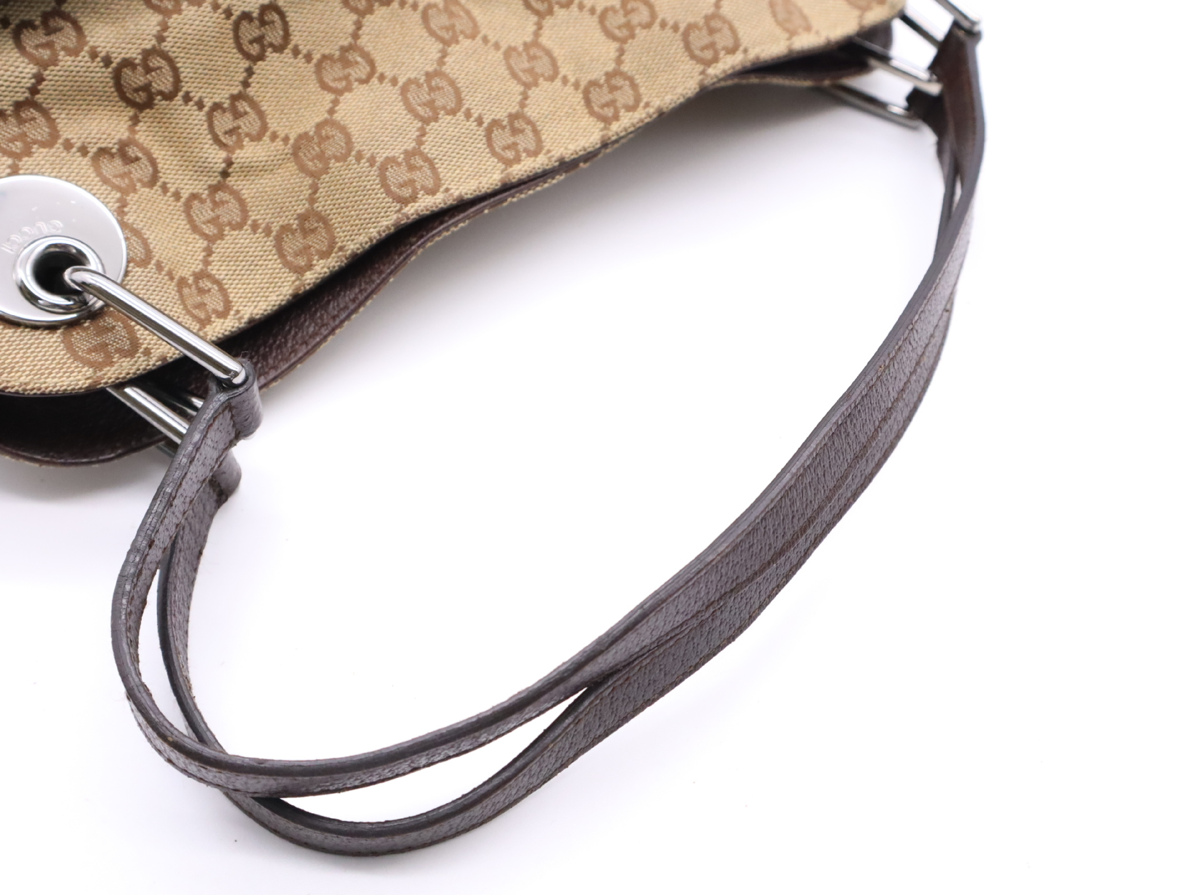 121023 Canvas x Leather GG Canvas Brown Silver Hardware Handbag — view 10