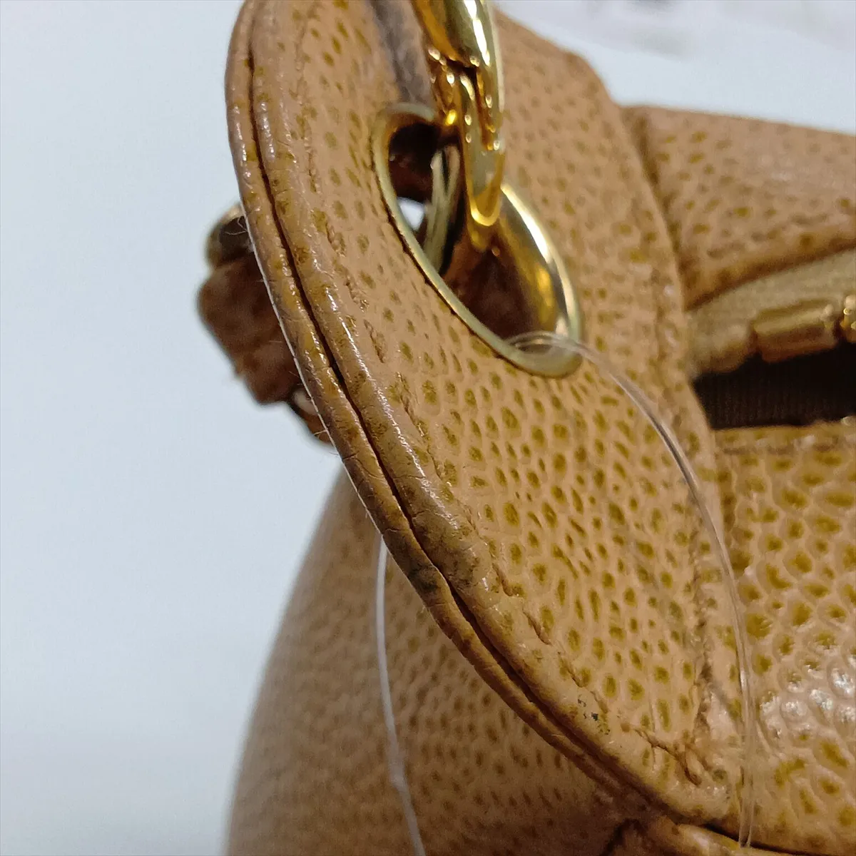 Matelassé Caviar Skin Chain Shoulder Bag, Beige with Gold Hardware, 8100870 (Serial Number 8) — view 13