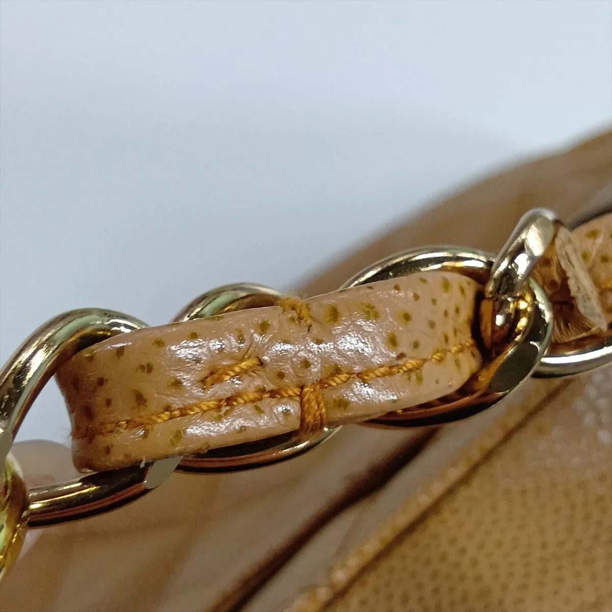 Matelassé Caviar Skin Chain Shoulder Bag, Beige with Gold Hardware, 8100870 (Serial Number 8) — view 14