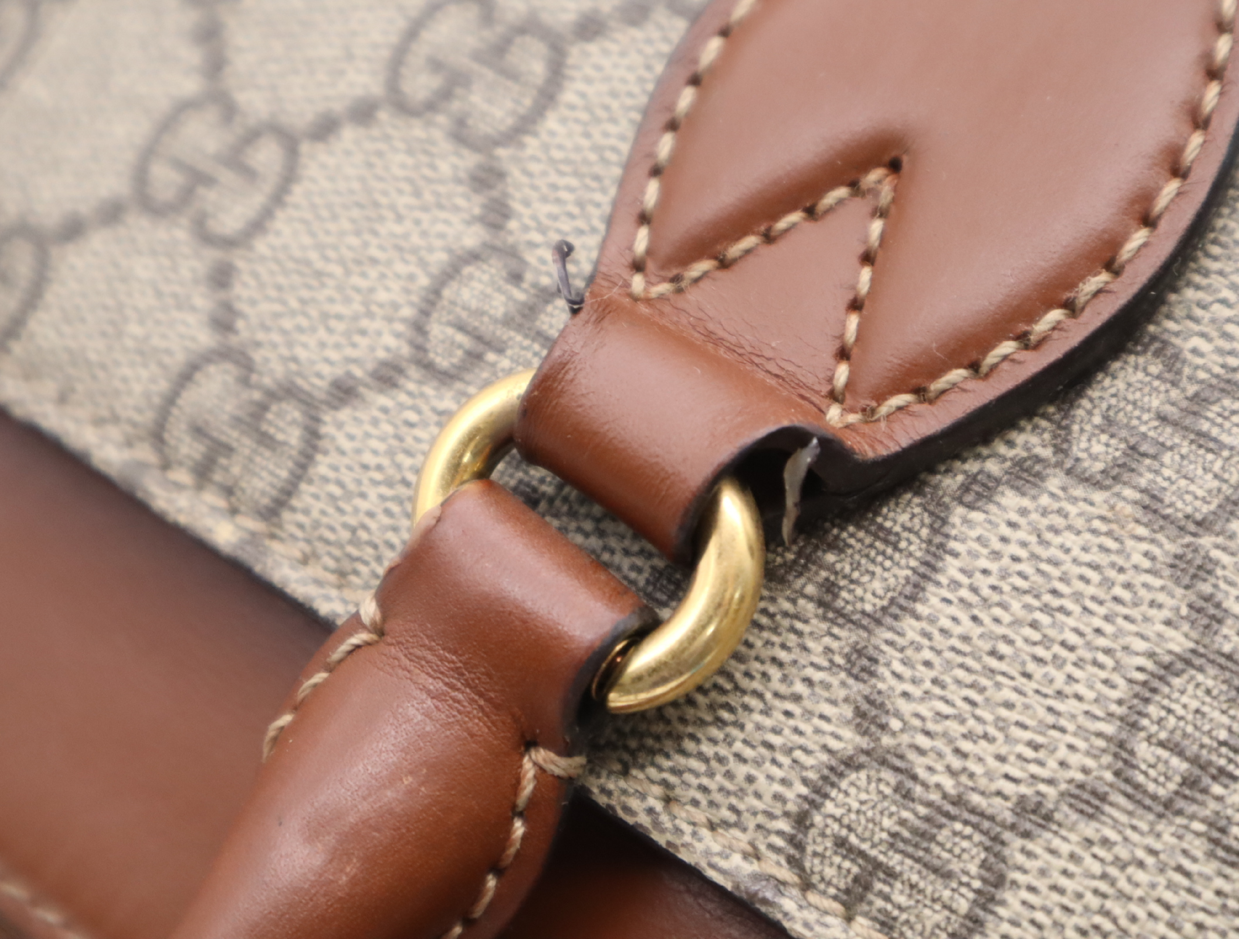 409534 Canvas x Leather GG Supreme Small Handbag Brown Gold Hardware with Shoulder Strap — view 10