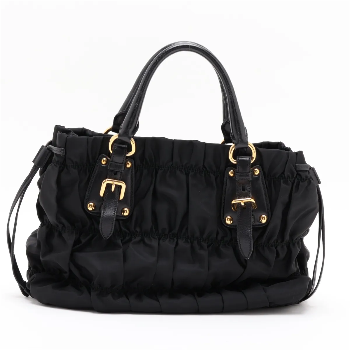 Tessuto Nylon x Leather 2-Way Handbag, Black — view 2