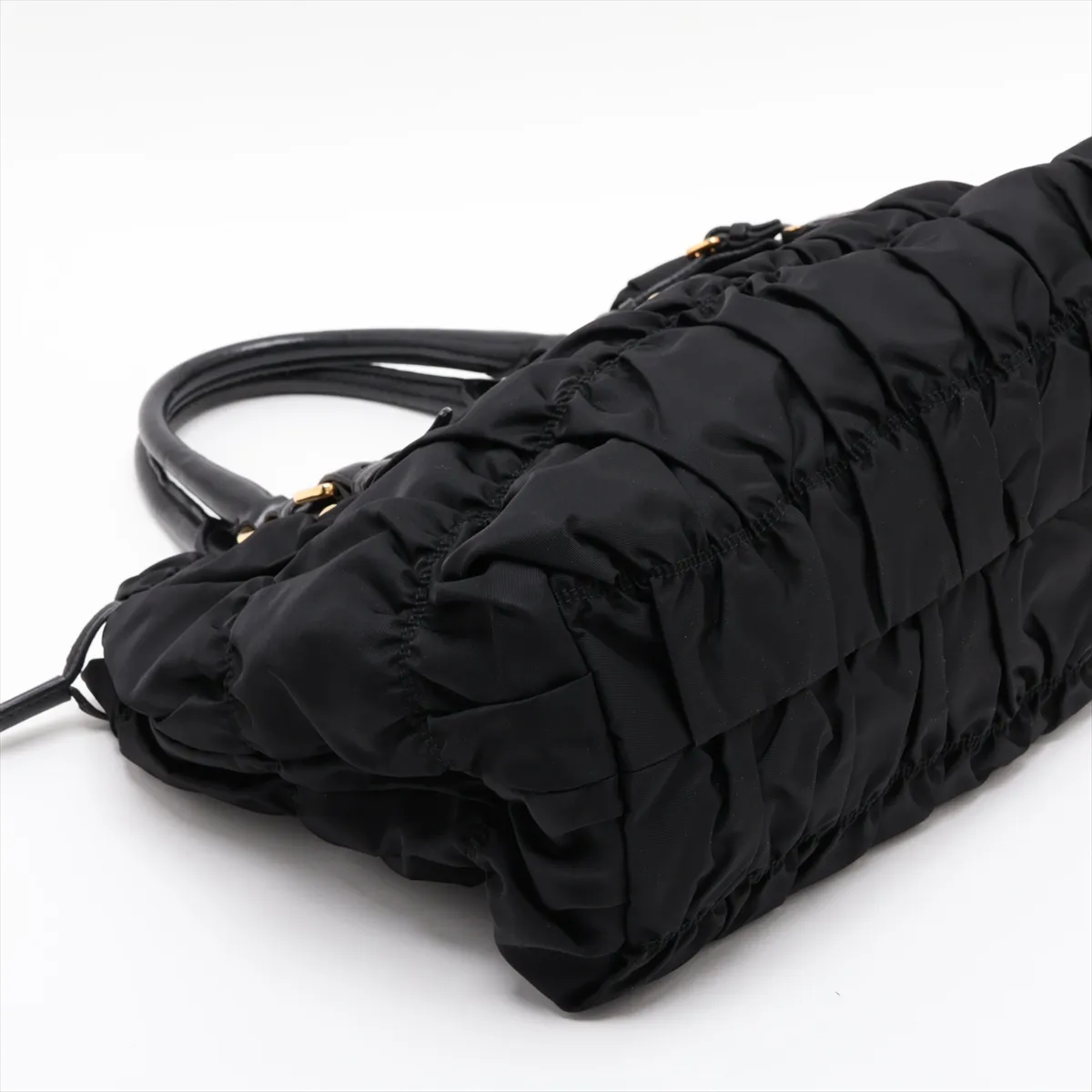 Tessuto Nylon x Leather 2-Way Handbag, Black — view 4