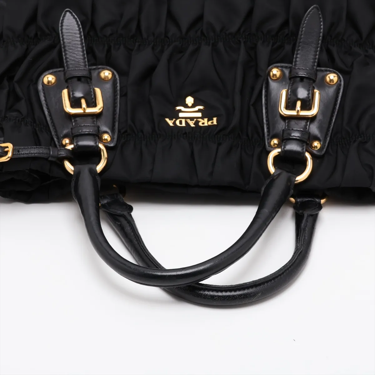 Tessuto Nylon x Leather 2-Way Handbag, Black — view 5