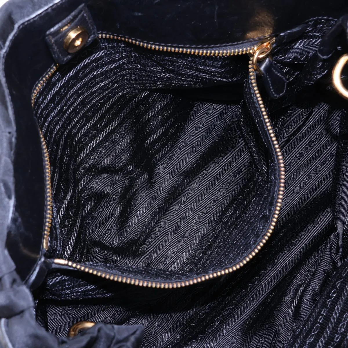 Tessuto Nylon x Leather 2-Way Handbag, Black — view 9