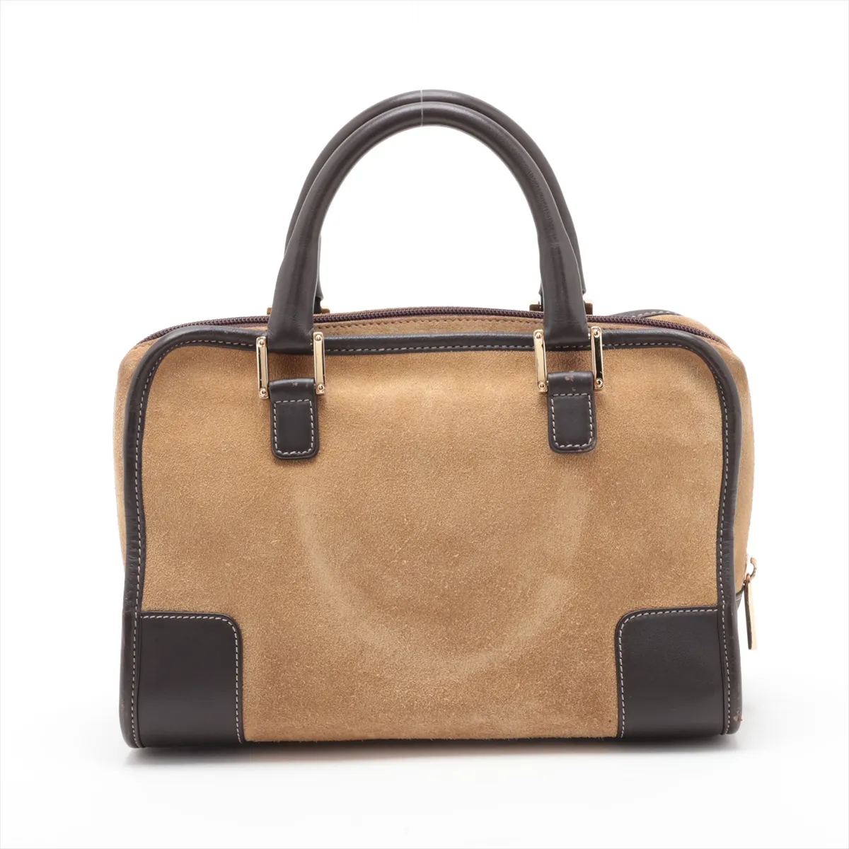 Amazona 28 Suede and Leather Handbag, Beige and Brown — view 2