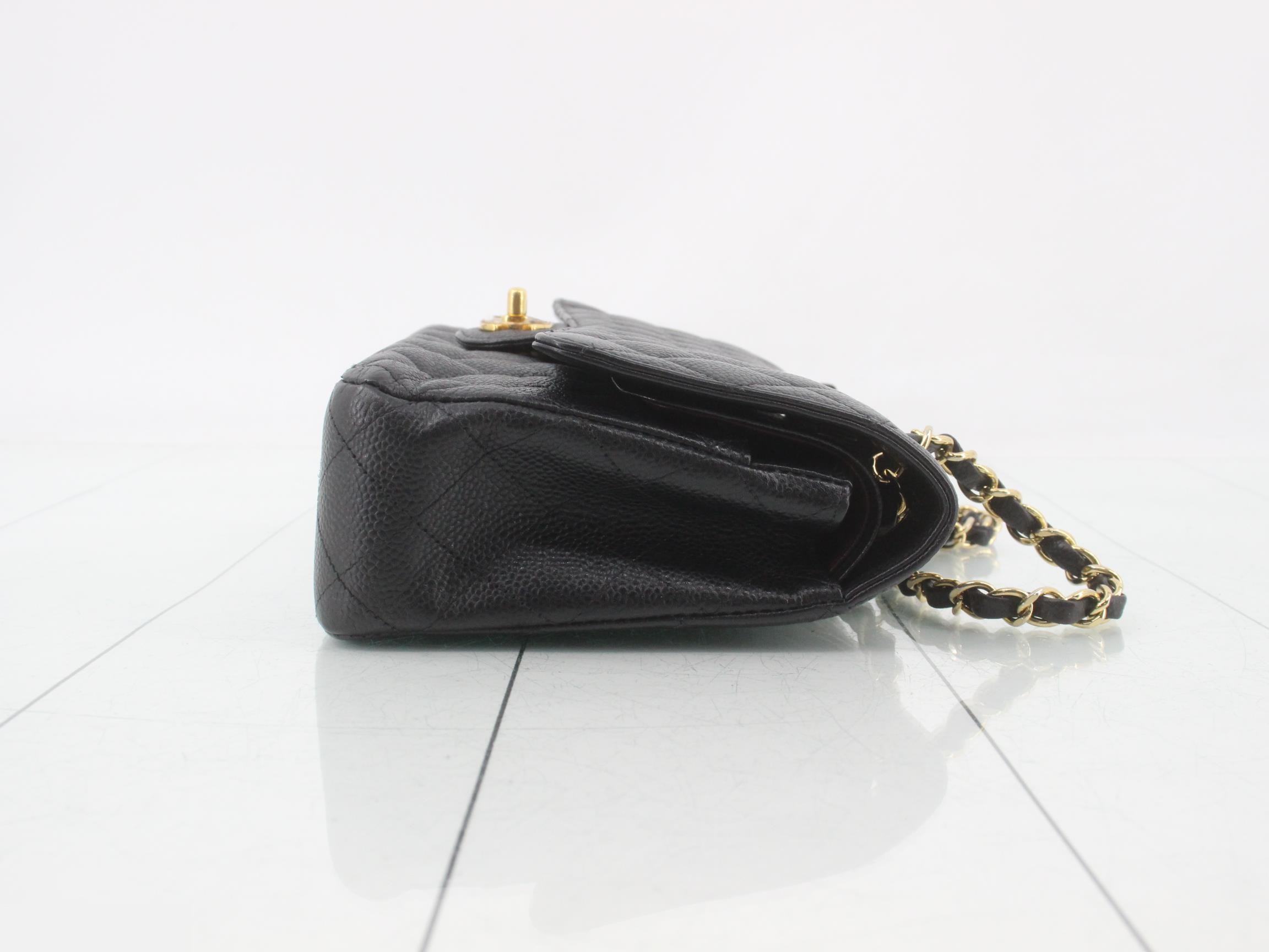 Matelassé Caviar Skin Double Flap Chain Shoulder Bag — view 3