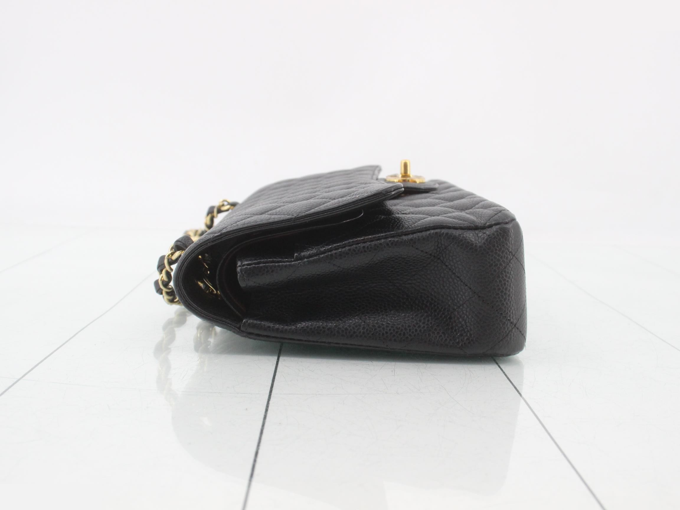 Matelassé Caviar Skin Double Flap Chain Shoulder Bag — view 4