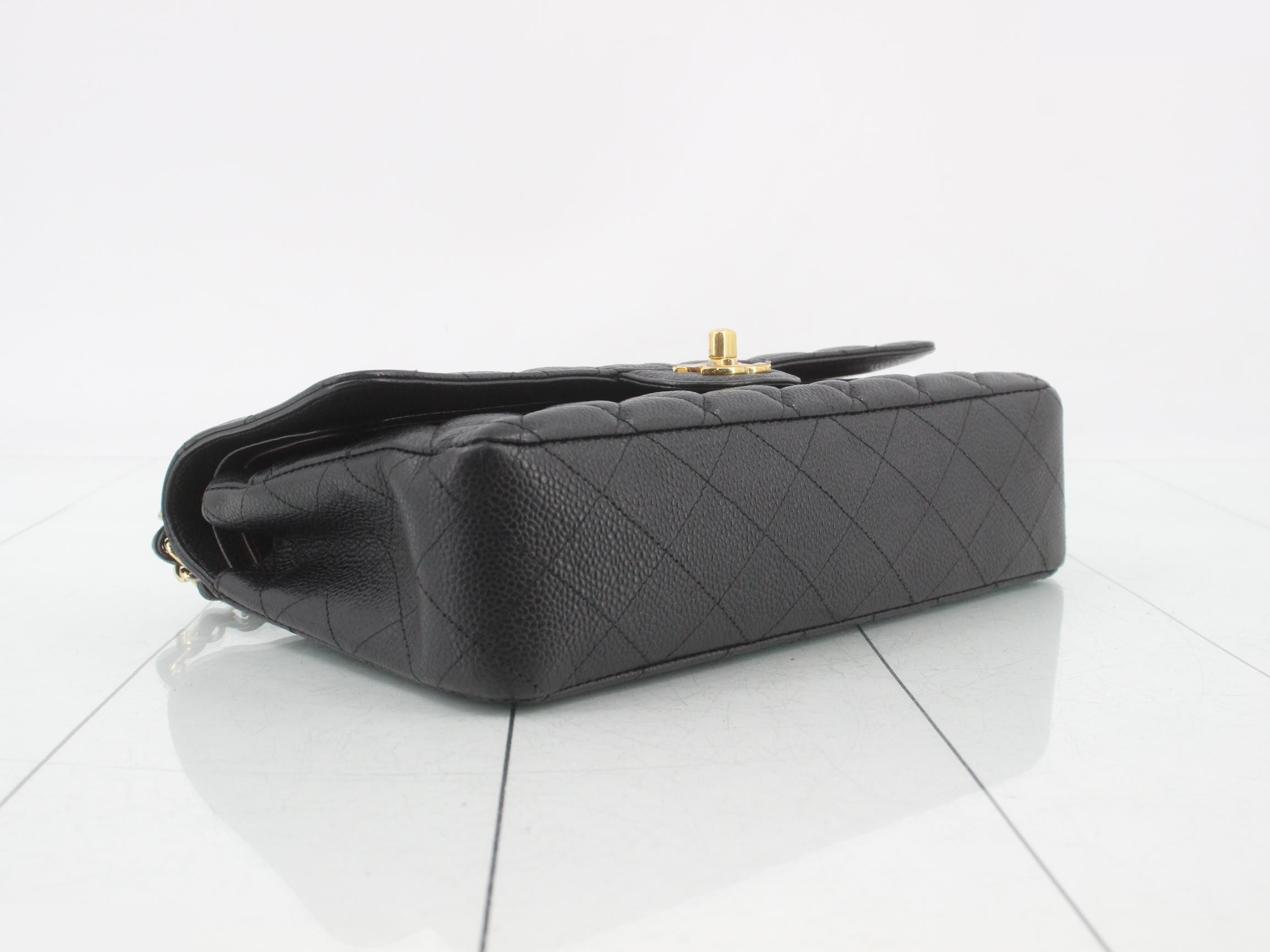 Matelassé Caviar Skin Double Flap Chain Shoulder Bag — view 5