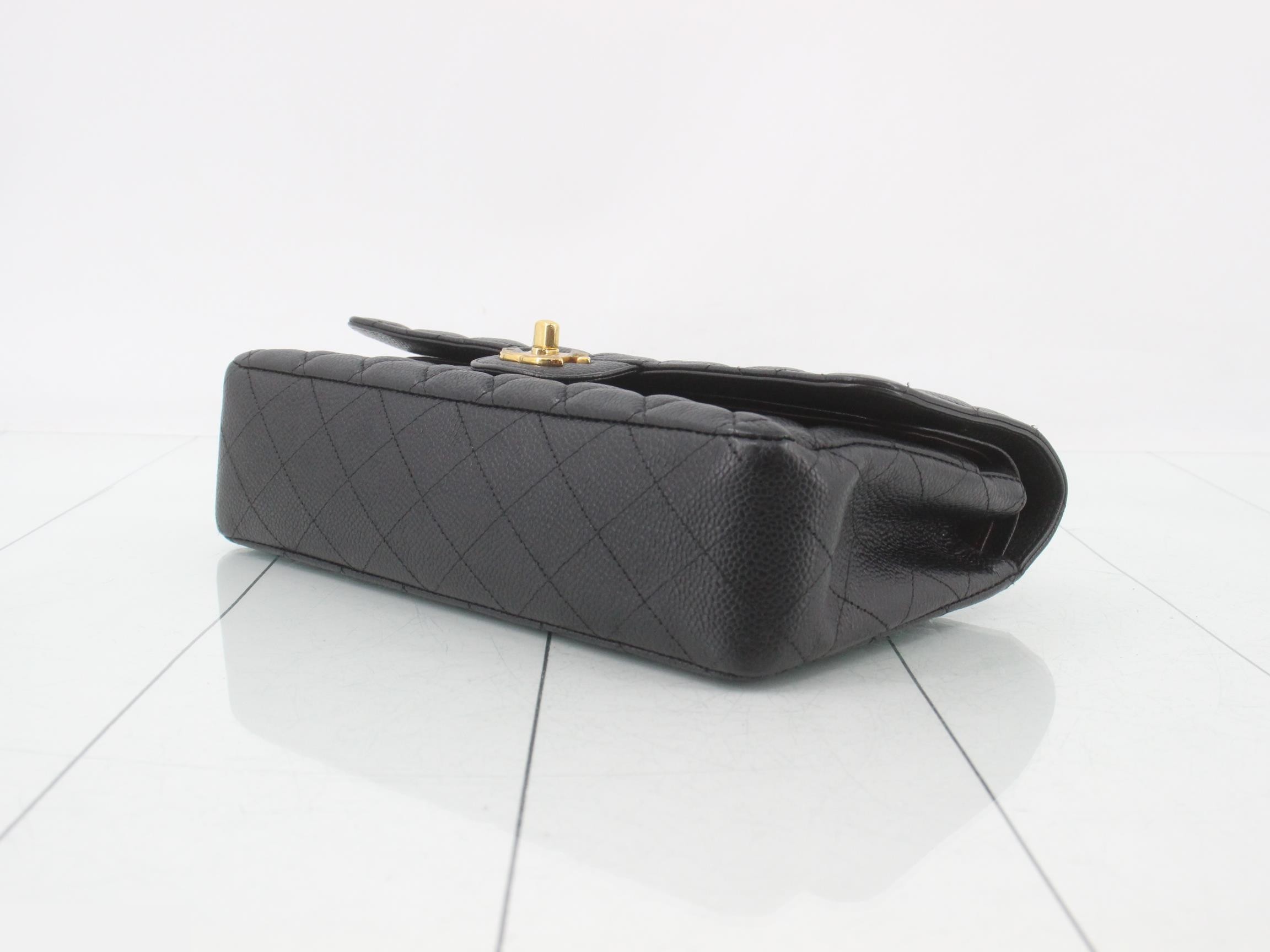 Matelassé Caviar Skin Double Flap Chain Shoulder Bag — view 6