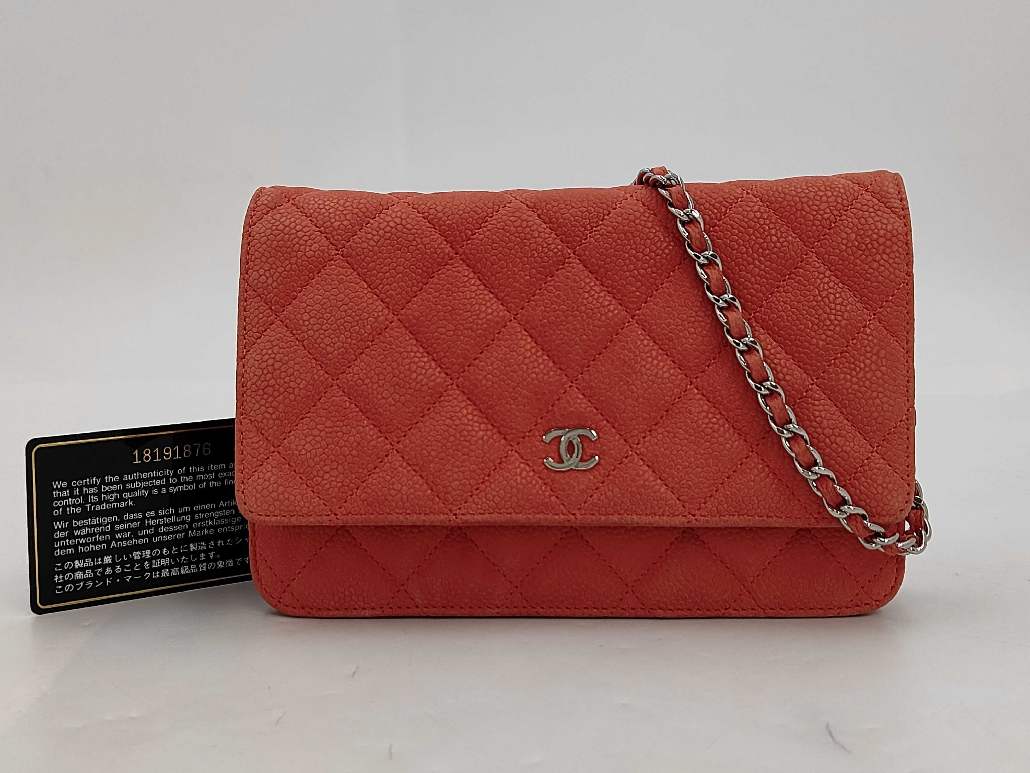 WOC Red Quilted Calf Leather Shoulder Bag