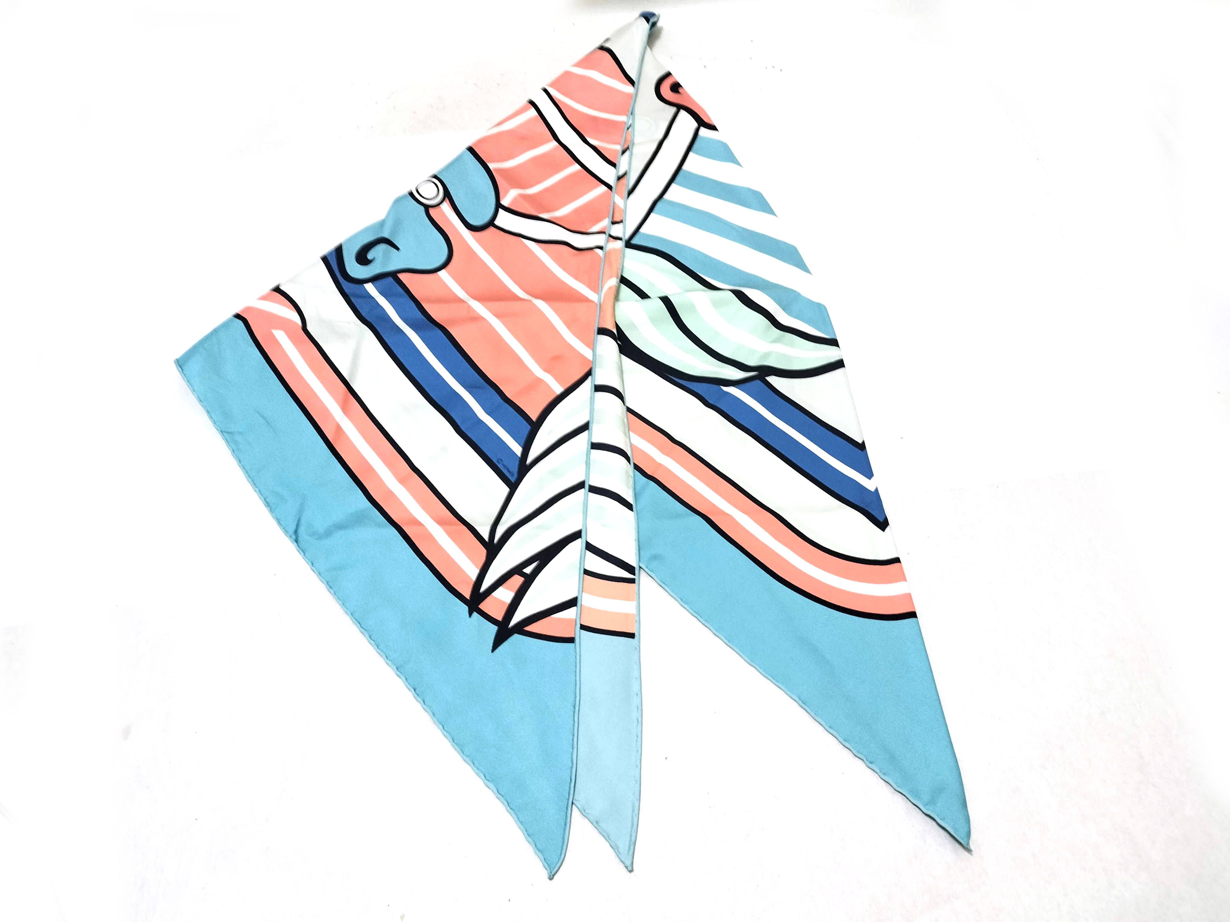 Triangle Geant Light Blue Multicolor Silk Scarf and other accessories — view 2