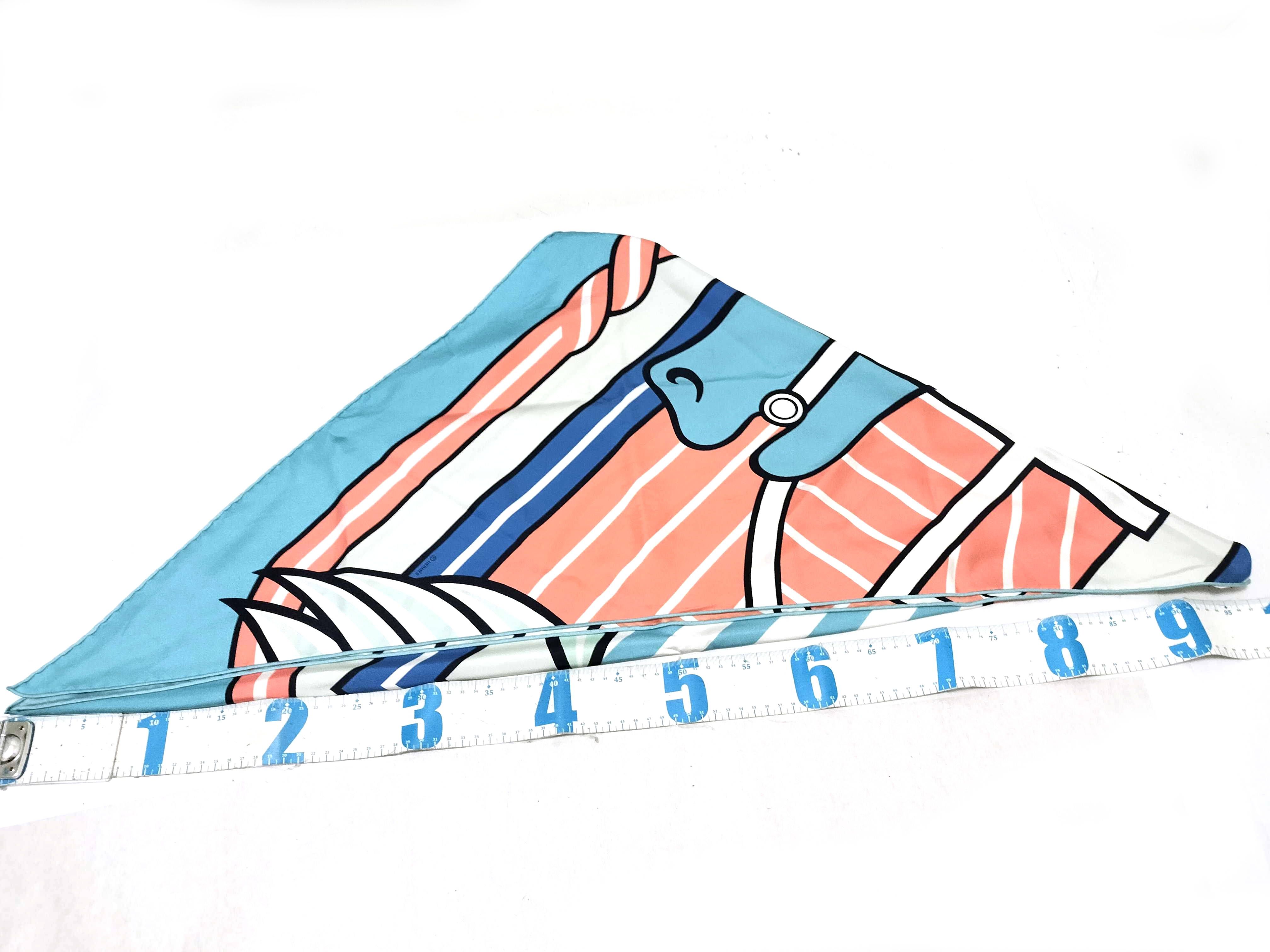 Triangle Geant Light Blue Multicolor Silk Scarf and other accessories — view 3