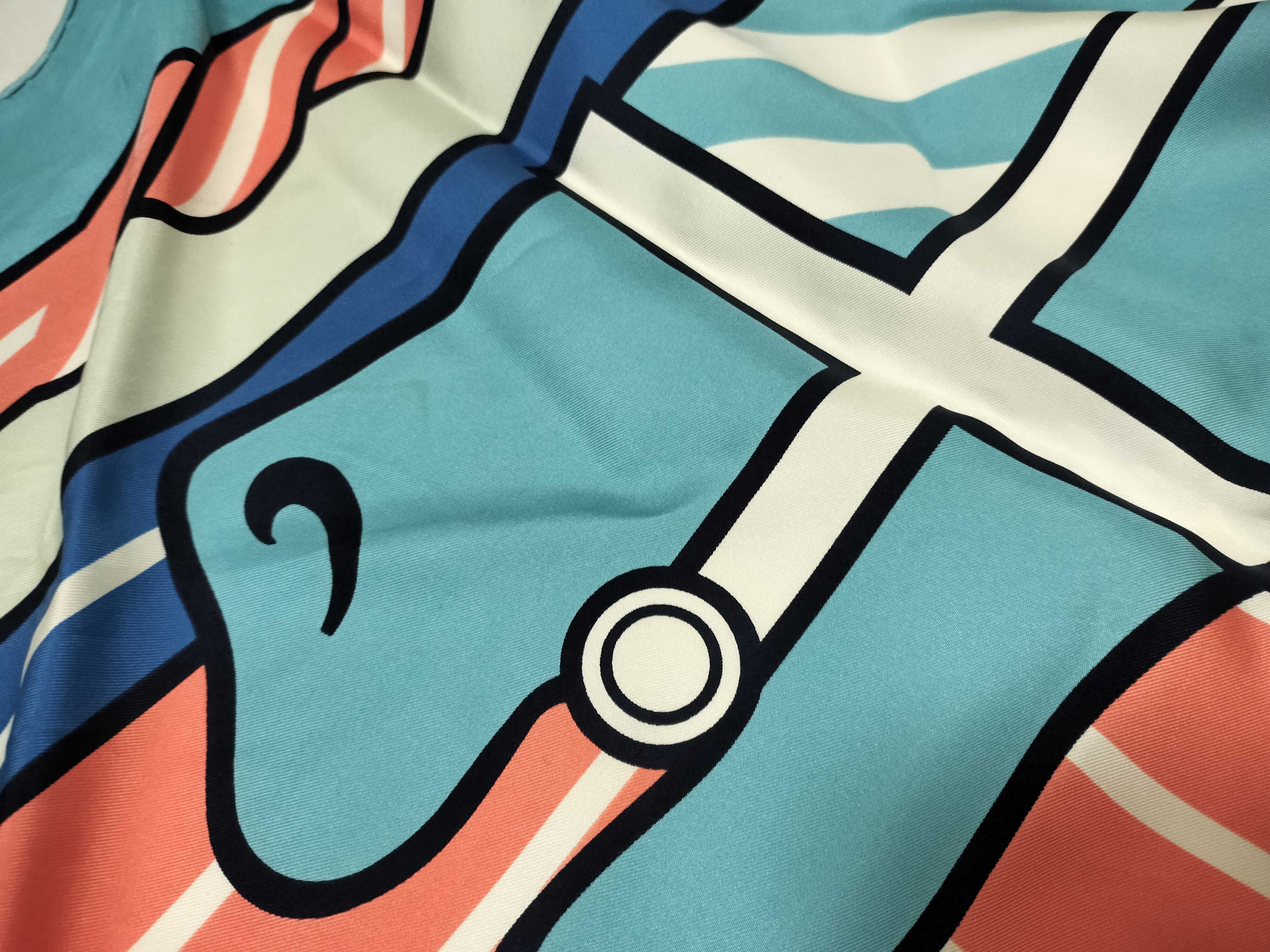Triangle Geant Light Blue Multicolor Silk Scarf and other accessories — view 6