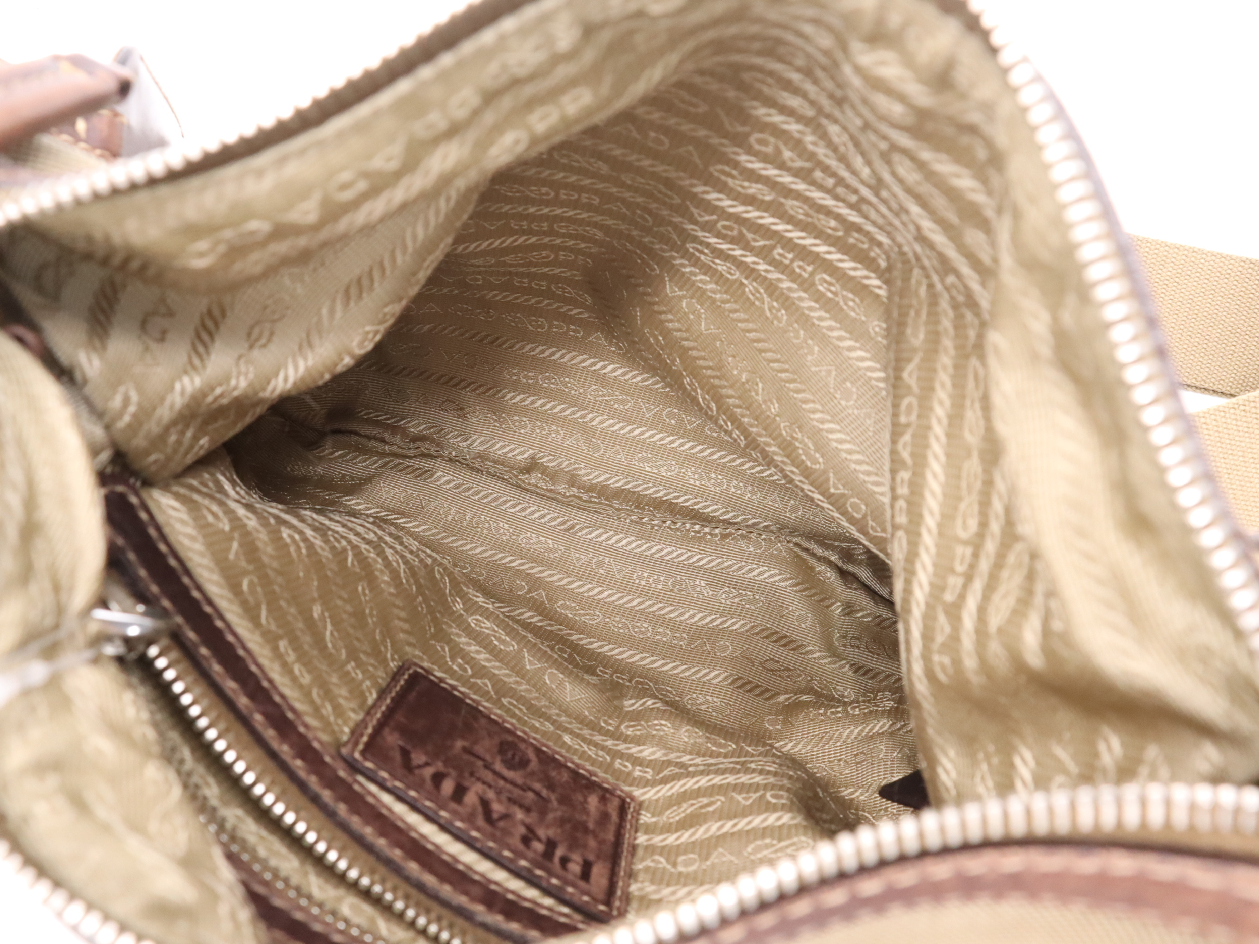 BT0534 Canvas x Leather Logo Jacquard Shoulder Bag Beige Silver Hardware Shoulder Bag — view 12