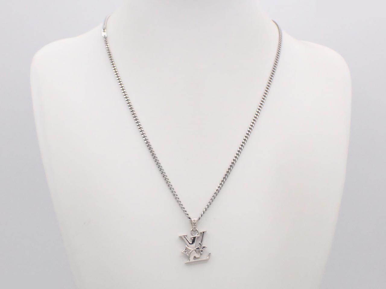 Monogram Raw Silver Necklace, Chain approx. 45cm — view 3