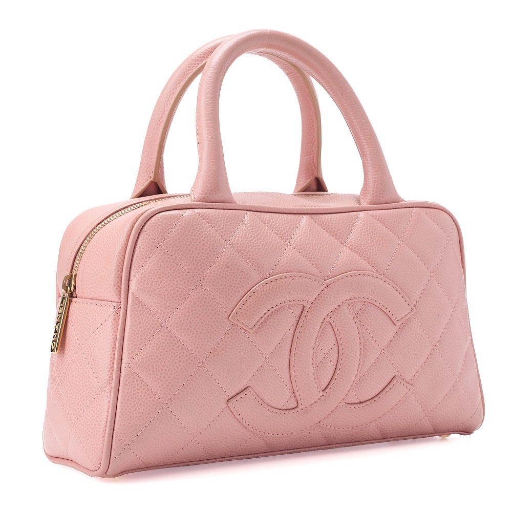 Caviar leather handbag with Coco Mark, pink — view 3