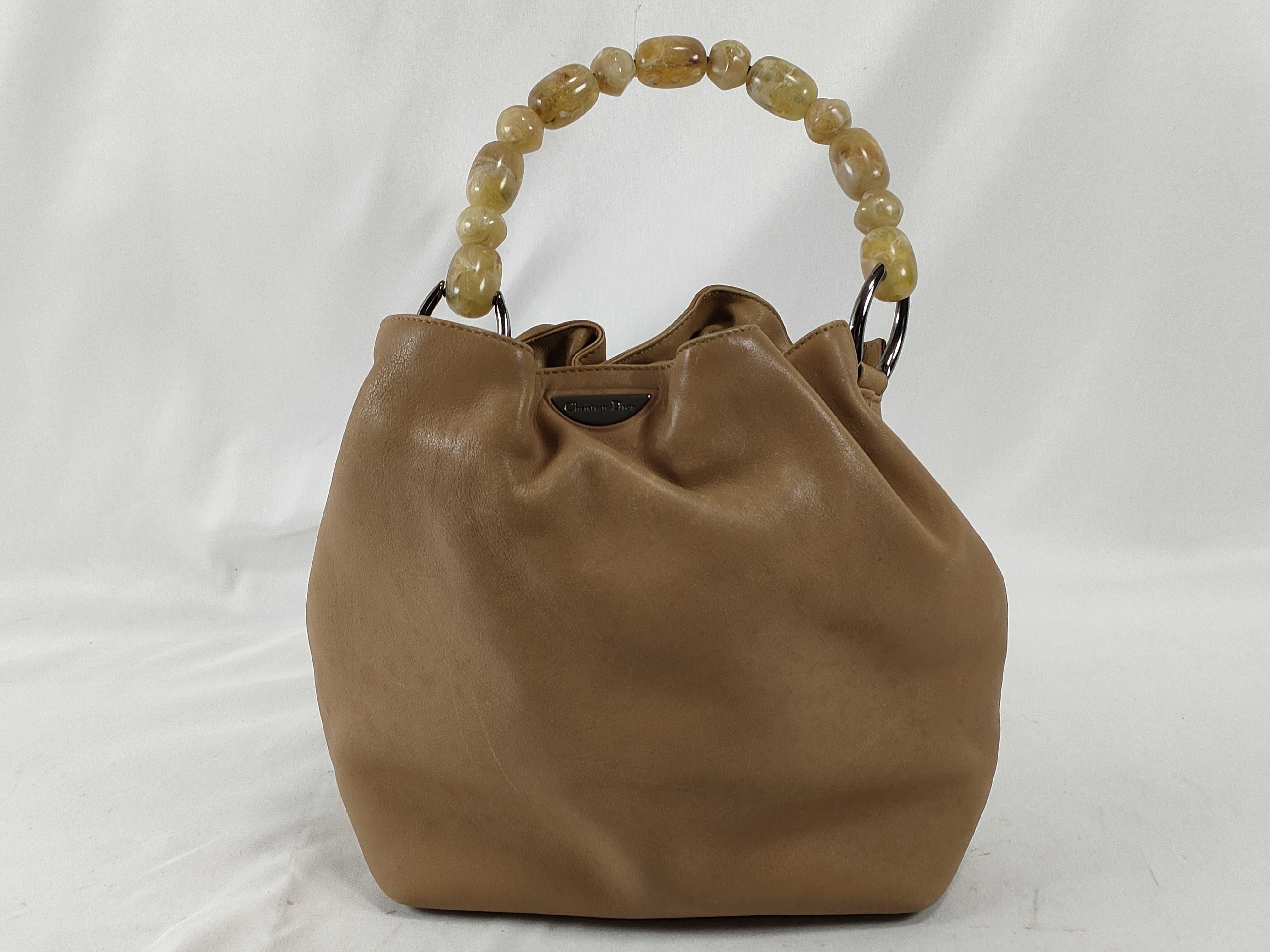 beaded handbag, beige leather handbag