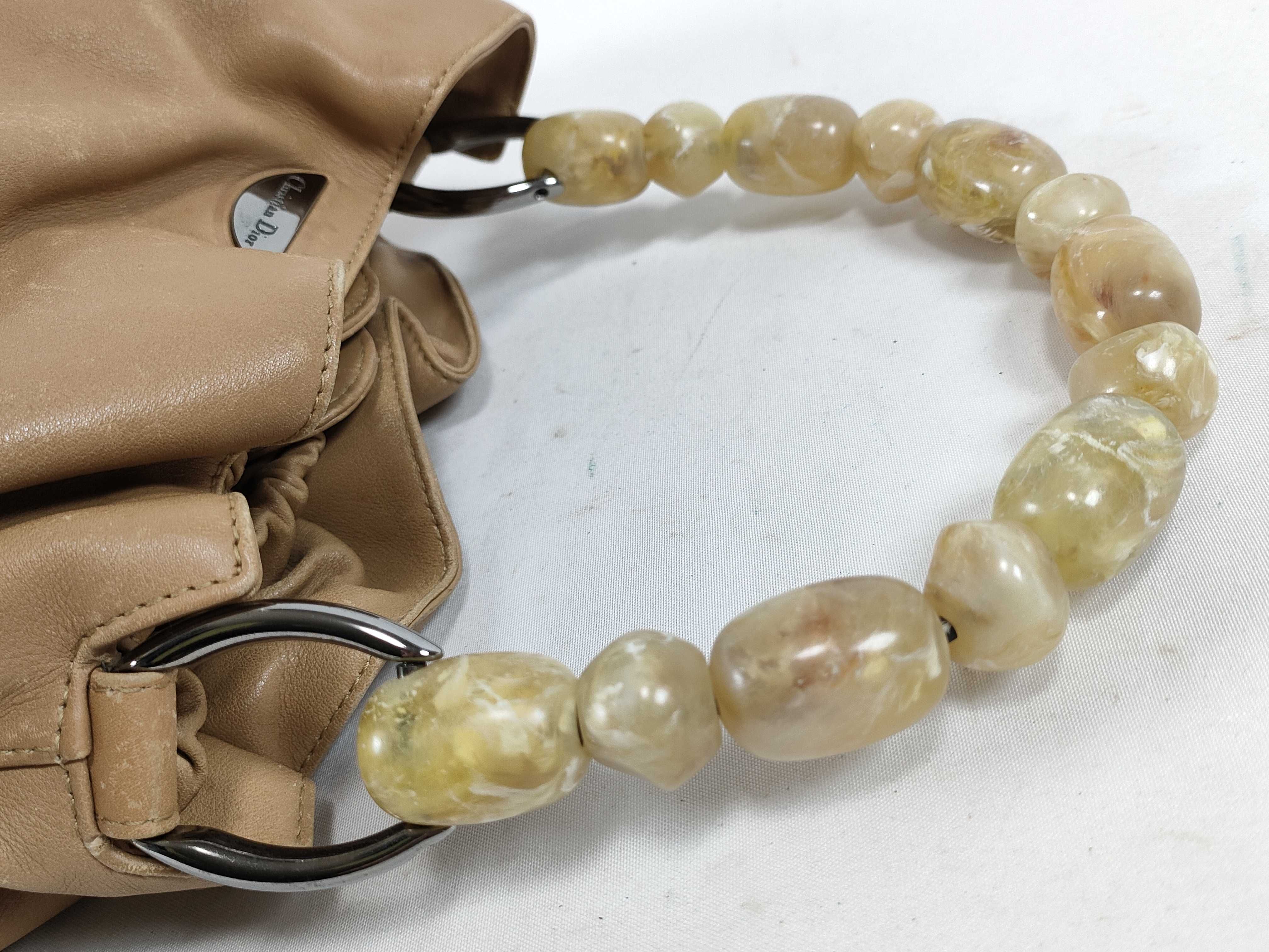 beaded handbag, beige leather handbag — view 3