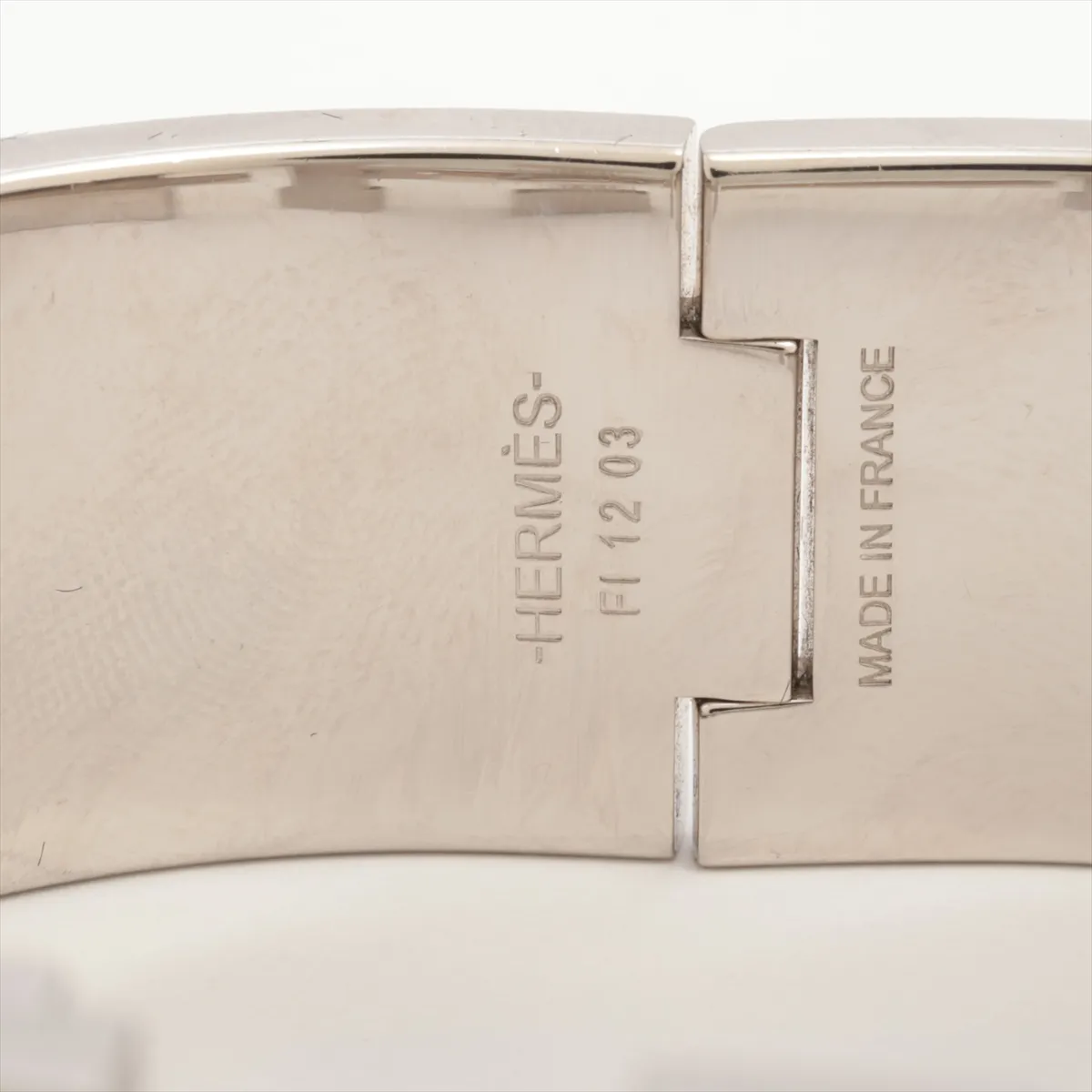 Click Crack H bangle bracelet enamel x metal multicolor x silver dents scratches dullness dirt discoloration peeling Olu Wayom Delios — view 6