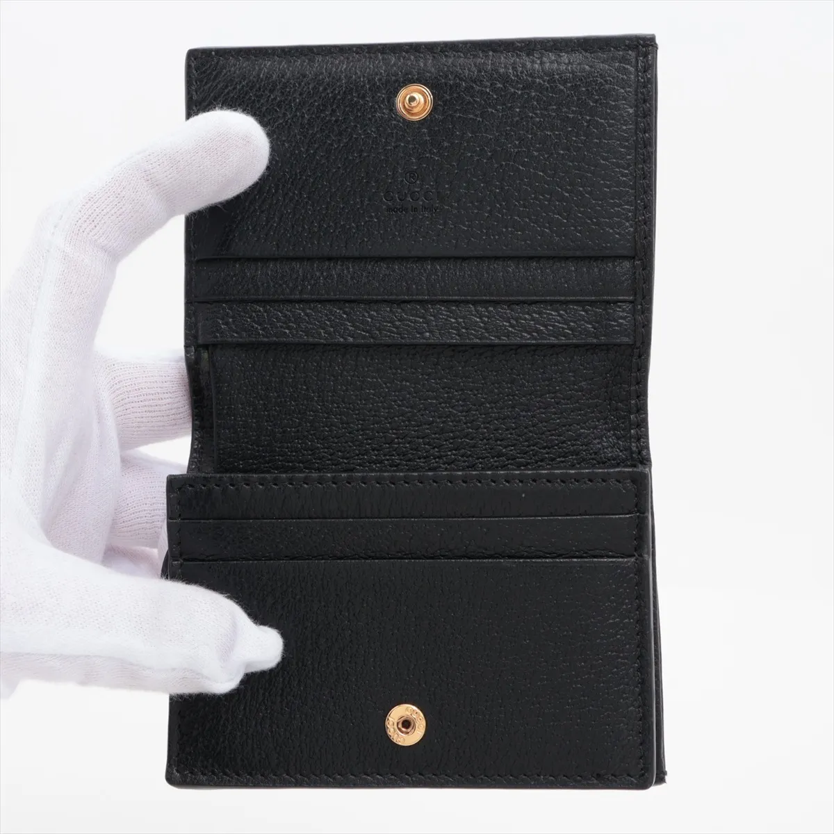 GG Supreme 523155 PVC x Leather Compact Wallet, Black — view 3