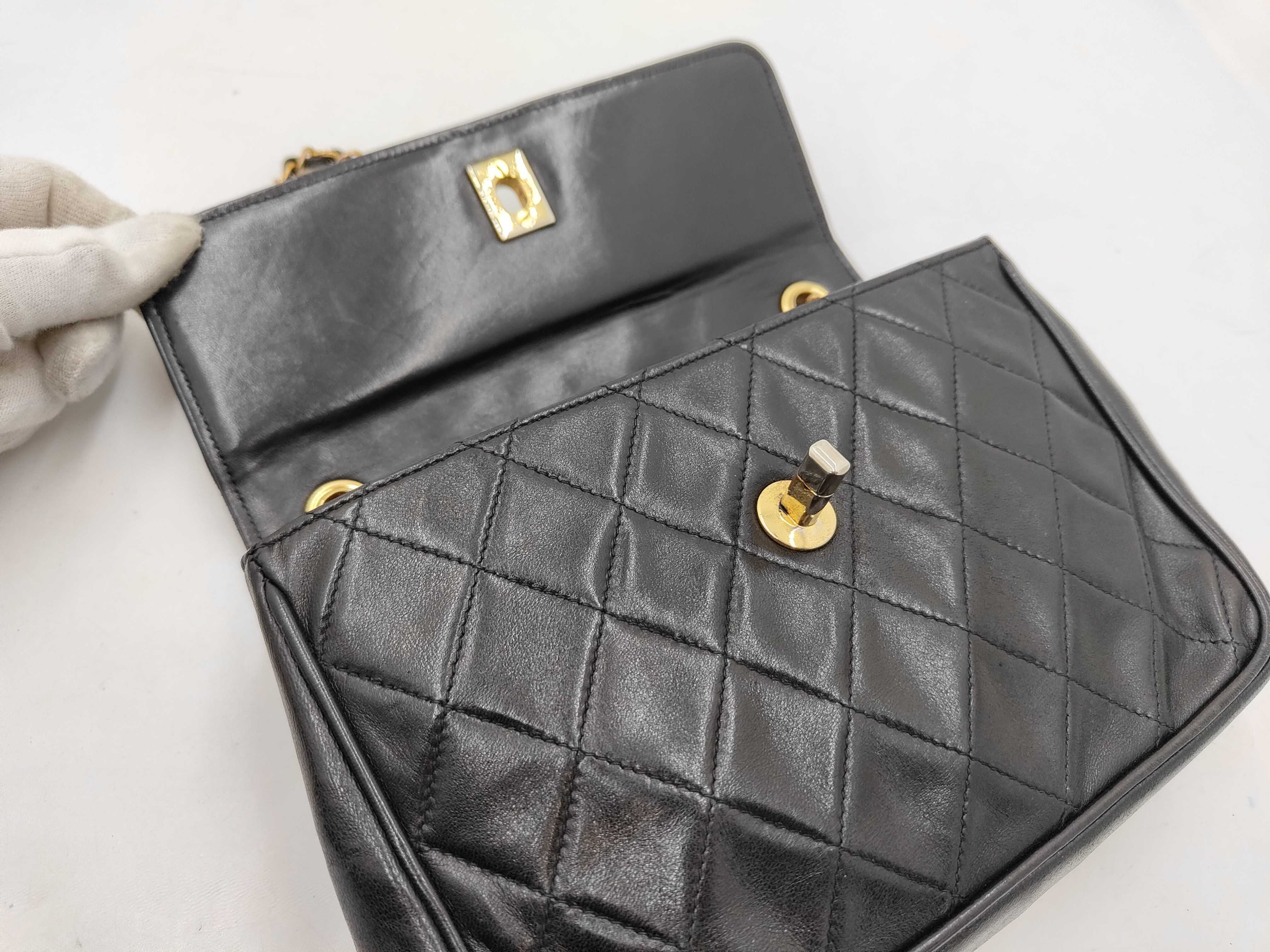 Matelassé Chain Shoulder Bag, Turnlock Closure, Lambskin, Black Bag — view 7