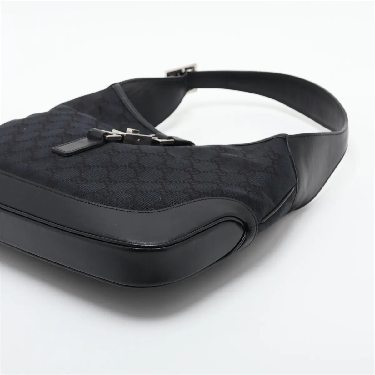 GG Canvas Jackie Canvas x Leather Shoulder Bag, Black — view 3