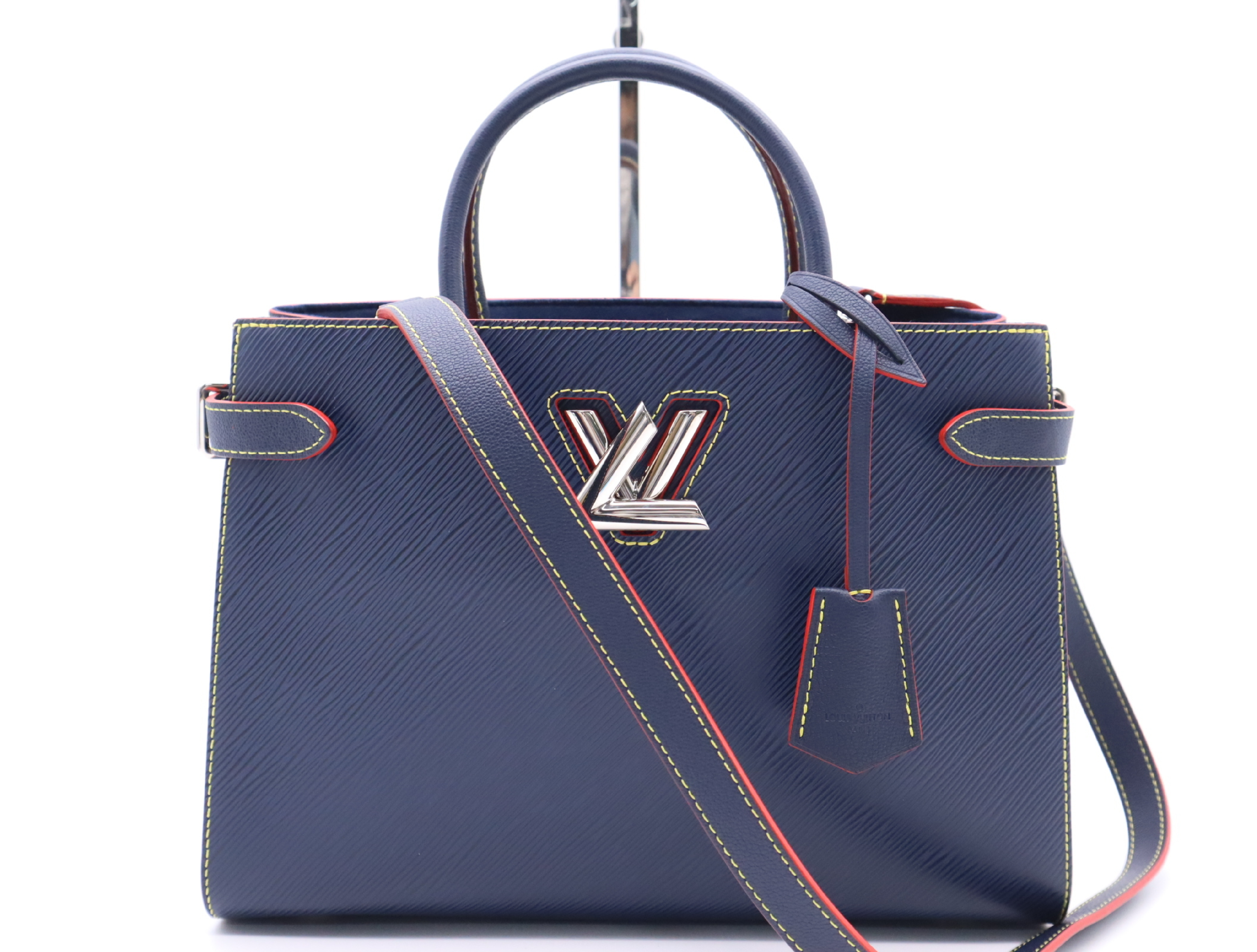 M54980 Epi Twist Tote Indigo Blue Handbag with Shoulder Strap and Clochette