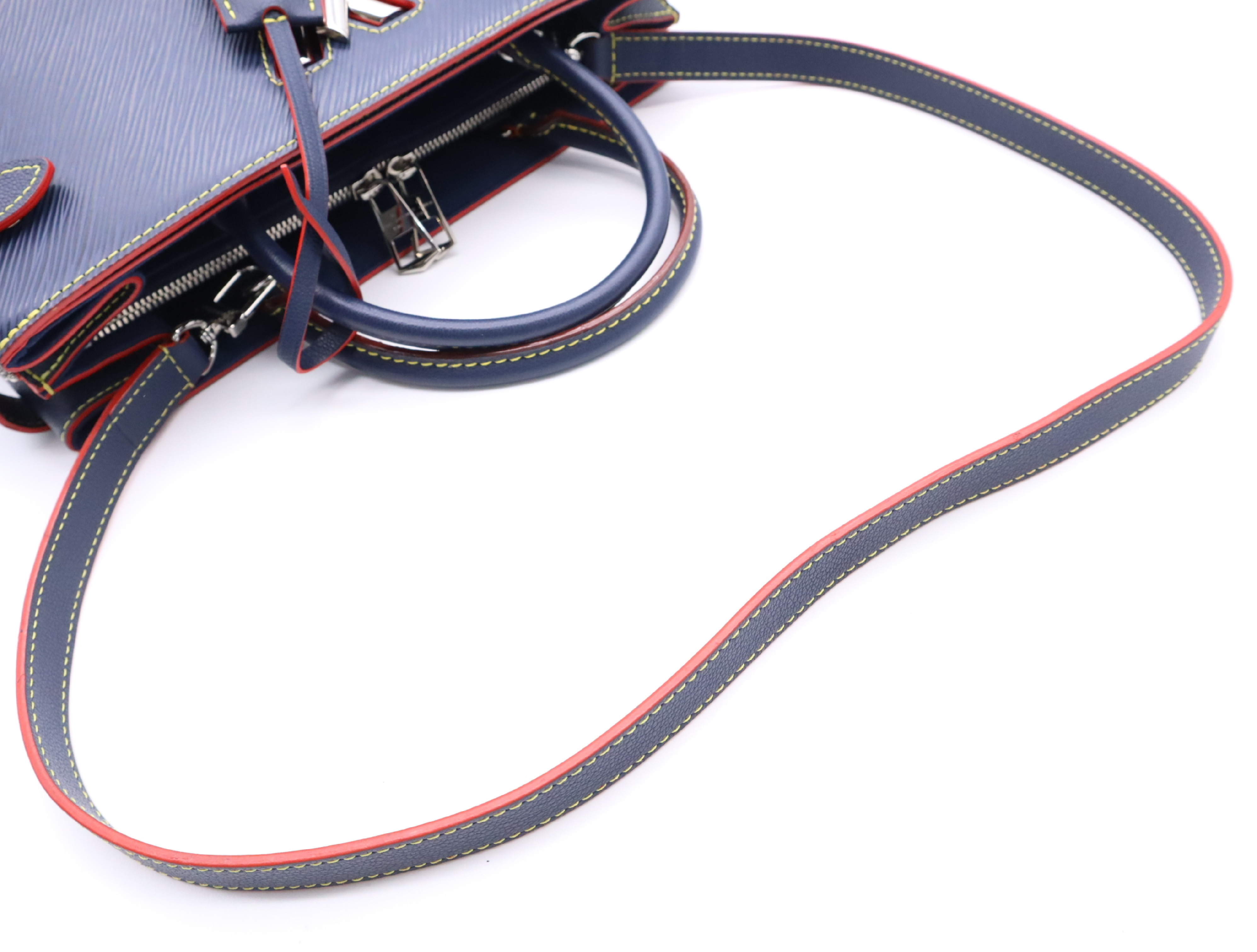 M54980 Epi Twist Tote Indigo Blue Handbag with Shoulder Strap and Clochette — view 12
