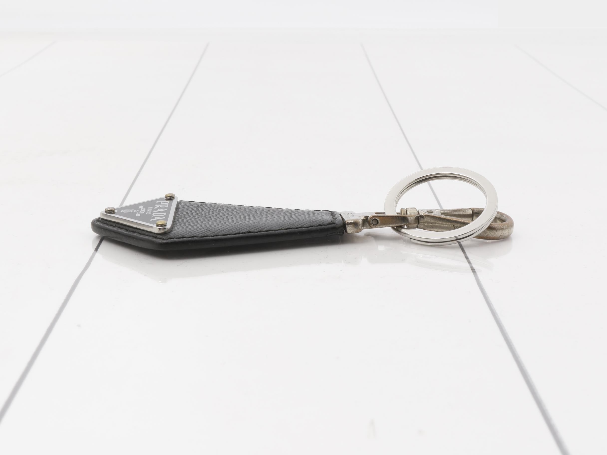 Saffiano Triangle Plate Keyring/Keychain — view 3