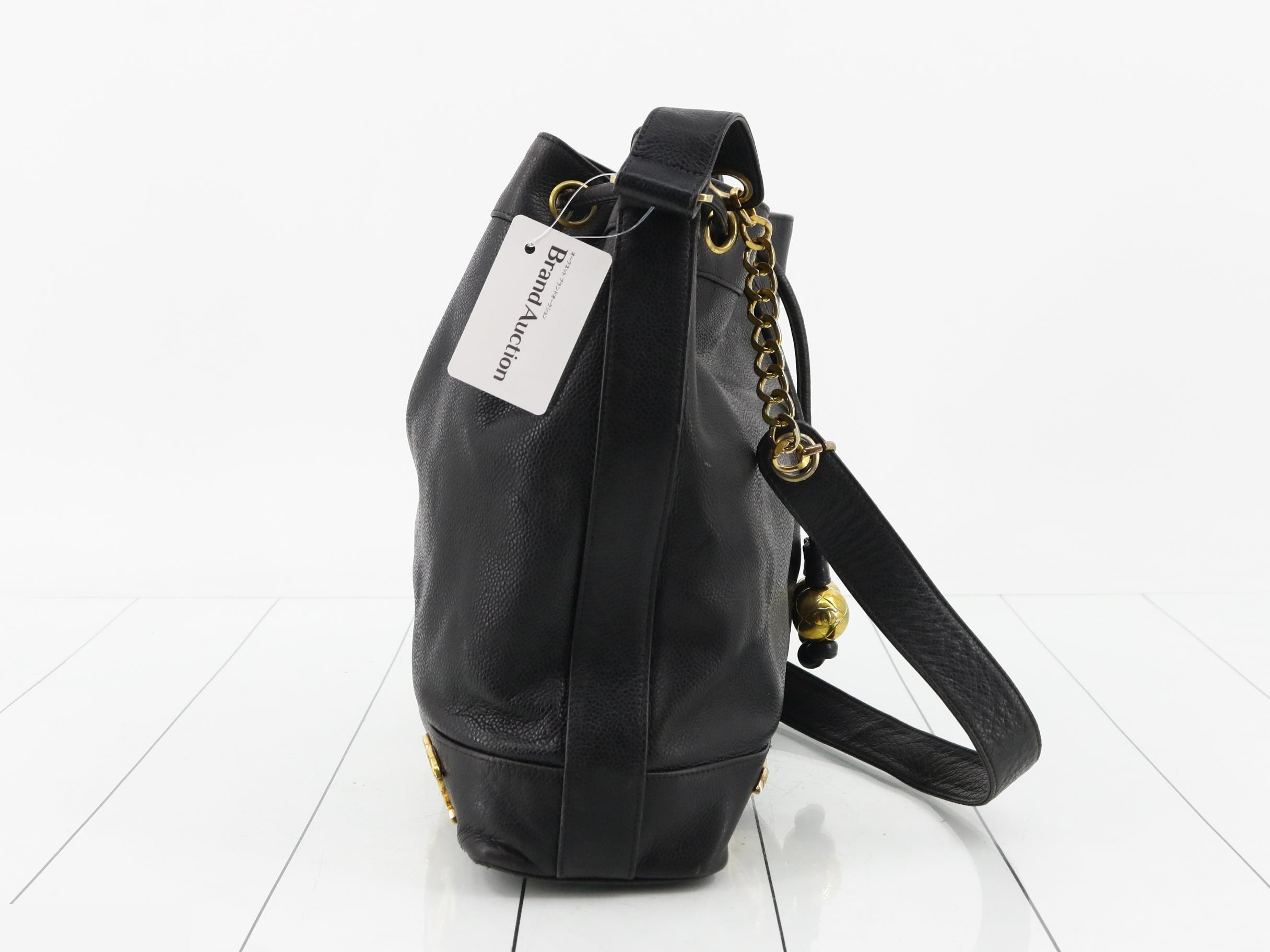 Caviar Triple Coco Drawstring Chain Shoulder Bag — view 4