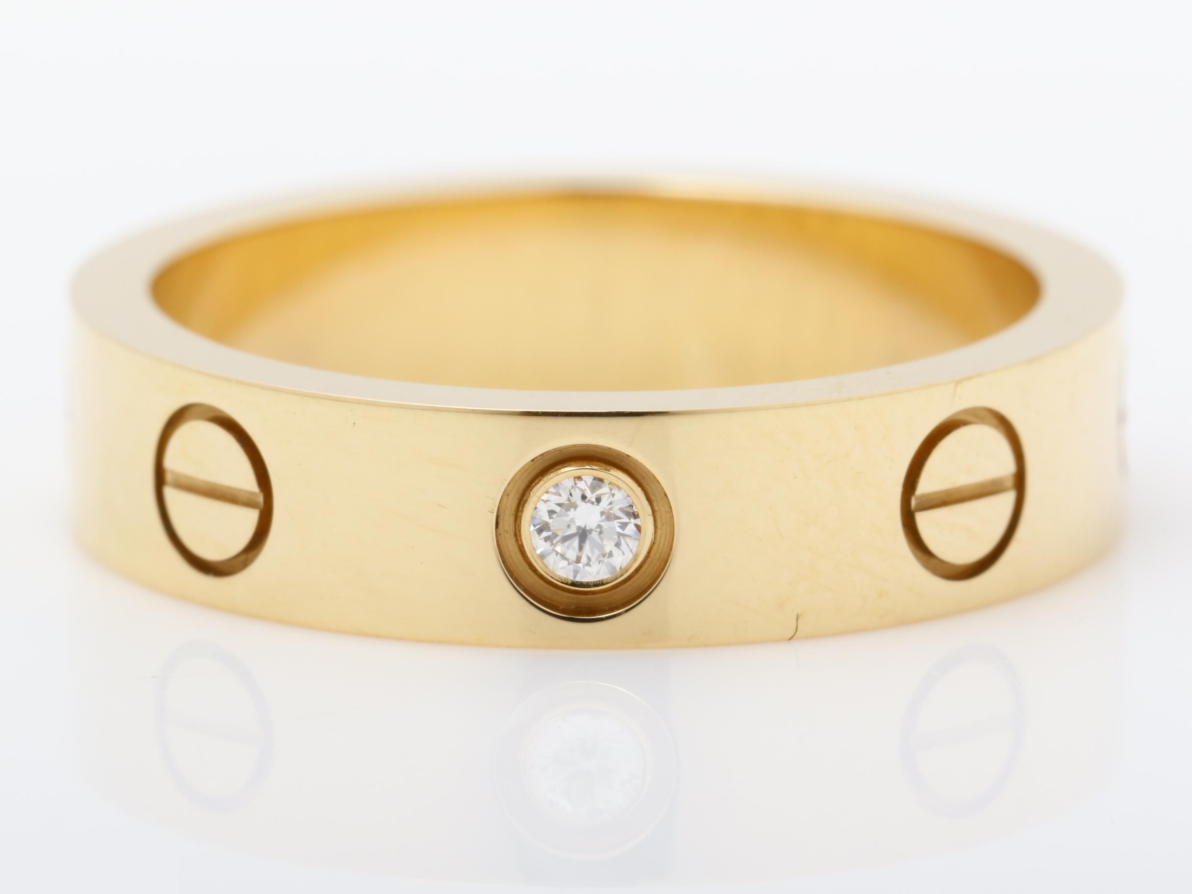 Au750PG Mini Love Single Diamond Ring, Size #46, 4.1g — view 2