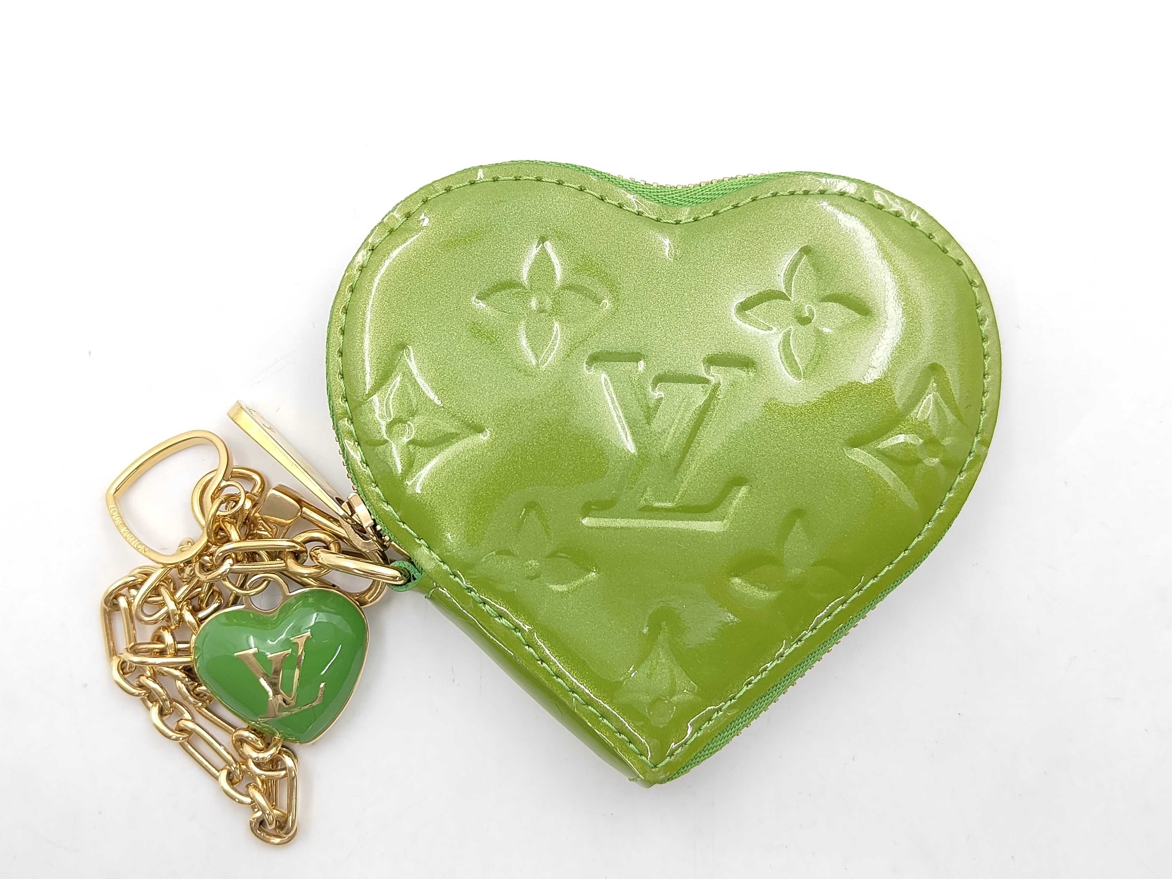 Porte Monnaie Coeur Vernis Yellow-Green M93563 TH4088 Coin Case