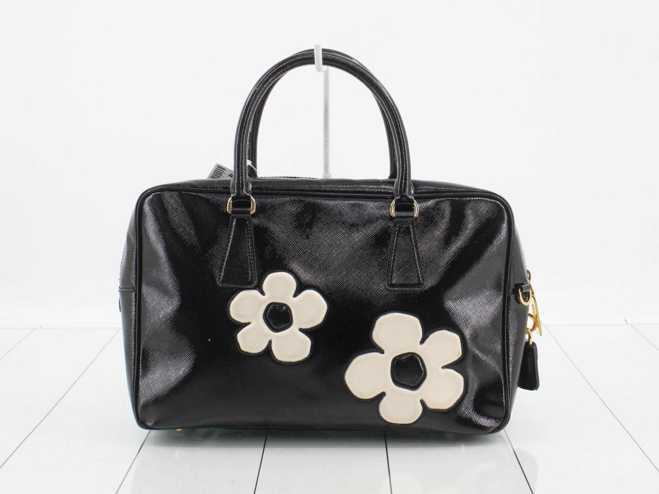 Saffiano floral bag/shoulder bag, black — view 2