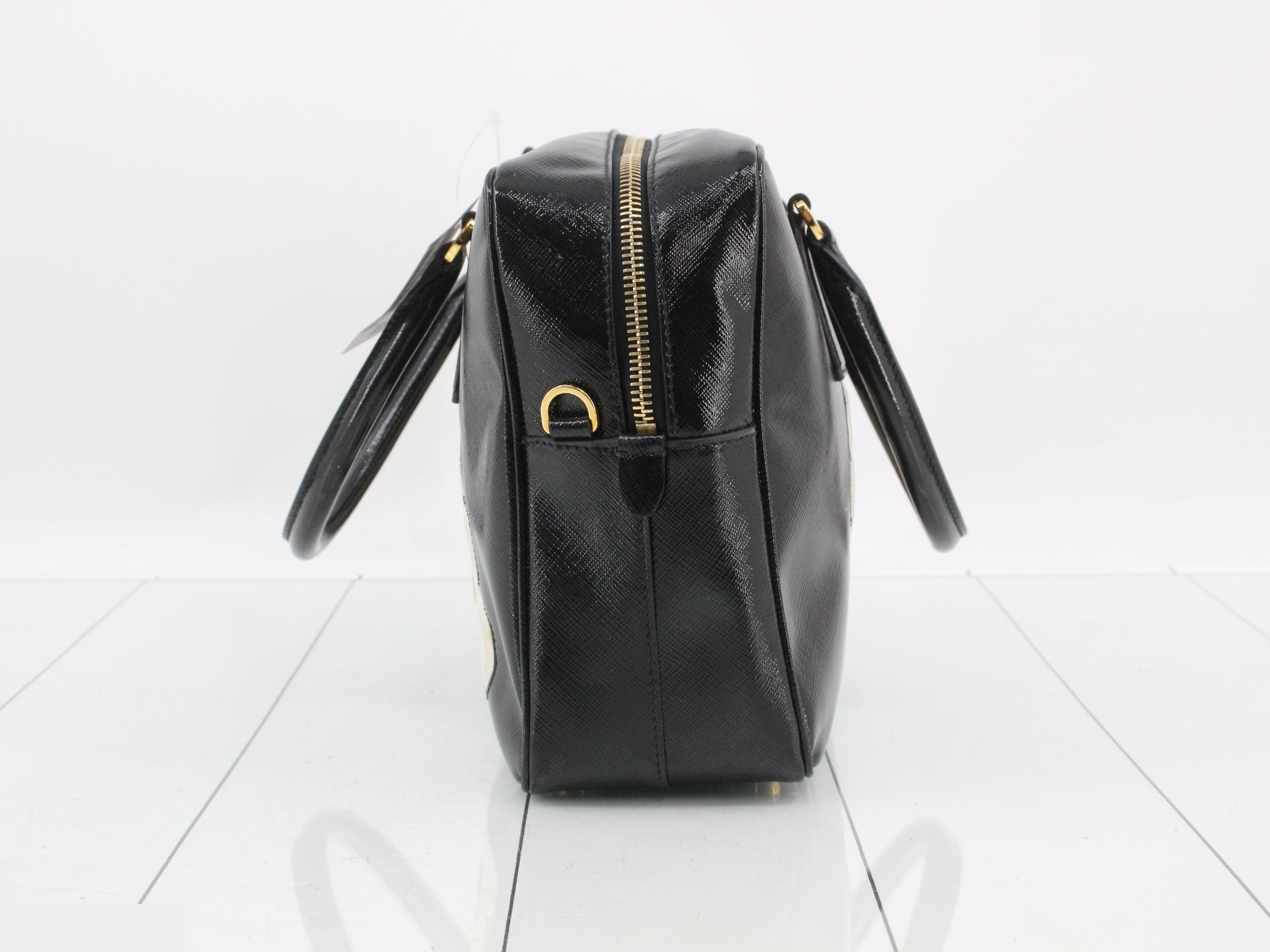 Saffiano floral bag/shoulder bag, black — view 3