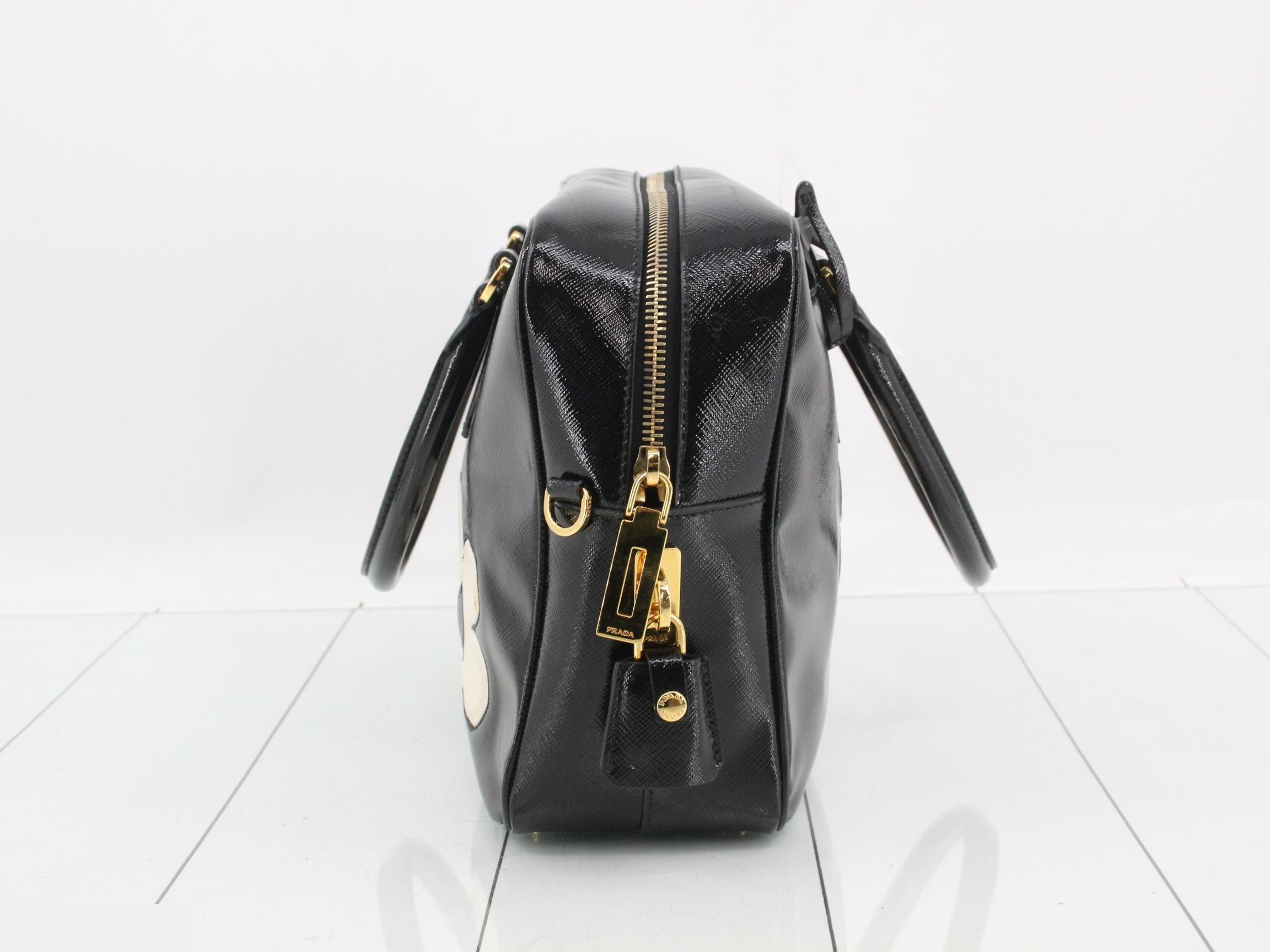 Saffiano floral bag/shoulder bag, black — view 4