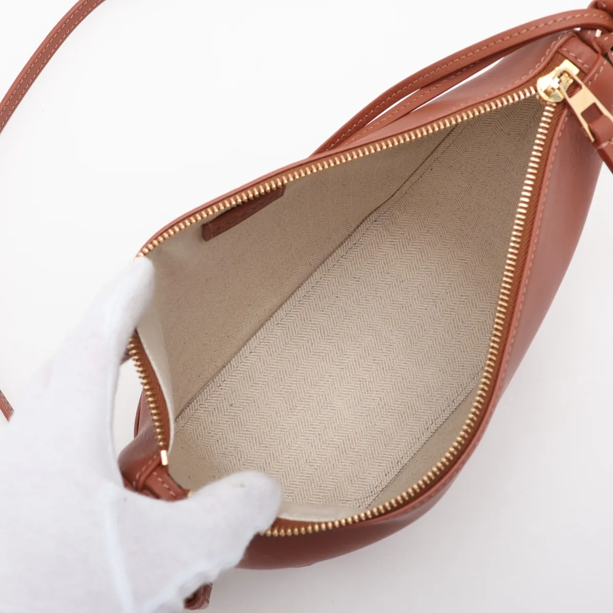 Hammock Mini Hobo Leather Shoulder Bag, Brown — view 8