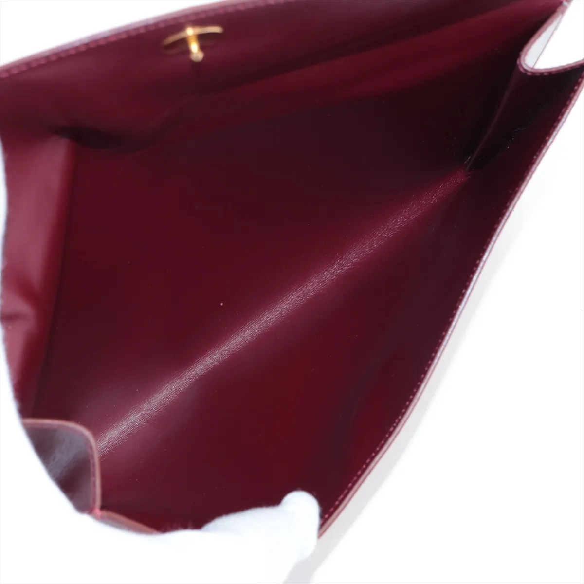 H Logo Leather Pouch Bordeaux Clutch — view 4