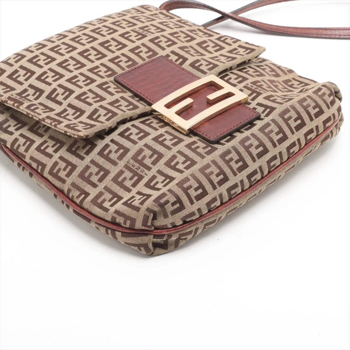 Zucchino Canvas x Leather Shoulder Bag Brown 8BT075 — view 4