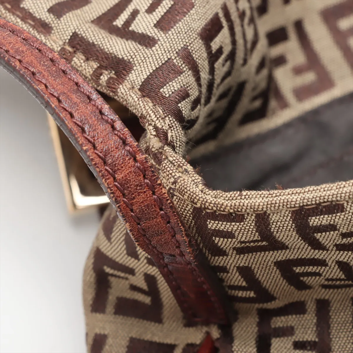 Zucchino Canvas x Leather Shoulder Bag Brown 8BT075 — view 9