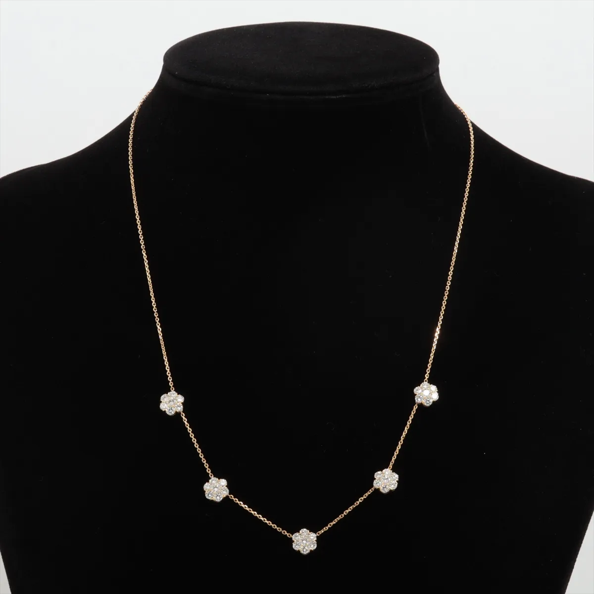 Fleurette Diamond Necklace, 750 (Yellow Gold), 6.7g, CL8917. Features: loose clasp, — view 6