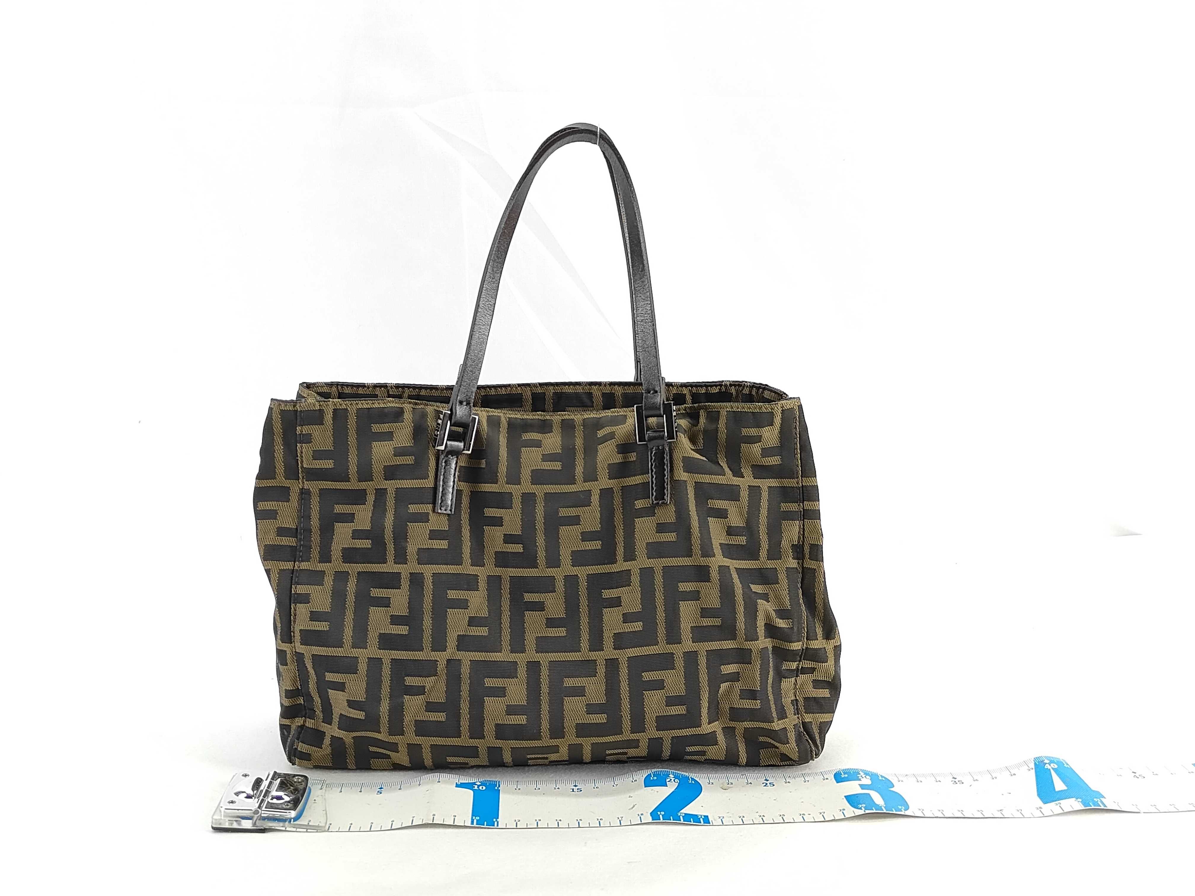 Mini Tote Bag, Nylon Canvas/Leather, Brown, 3202.8BH018.028 (Handbag) — view 2